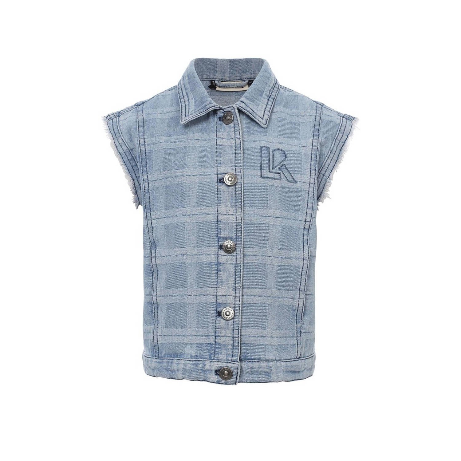 LOOXS 10sixteen geruit gilet lichtblauw Meisjes Denim Klassieke kraag Ruit 128