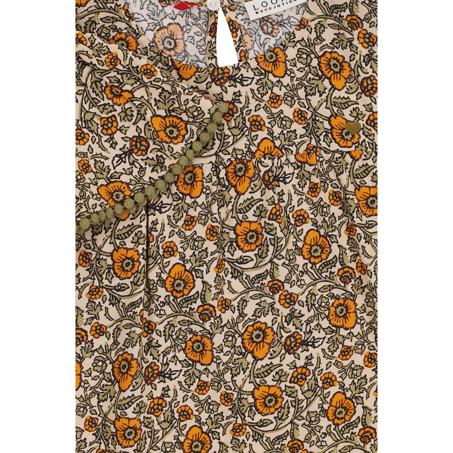 LOOXS little gebloemde top bruin oranje