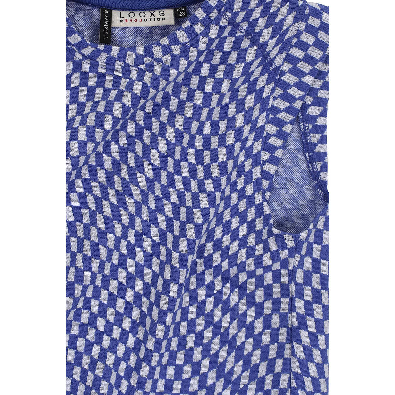 LOOXS 10sixteen top met all over print blauw wit