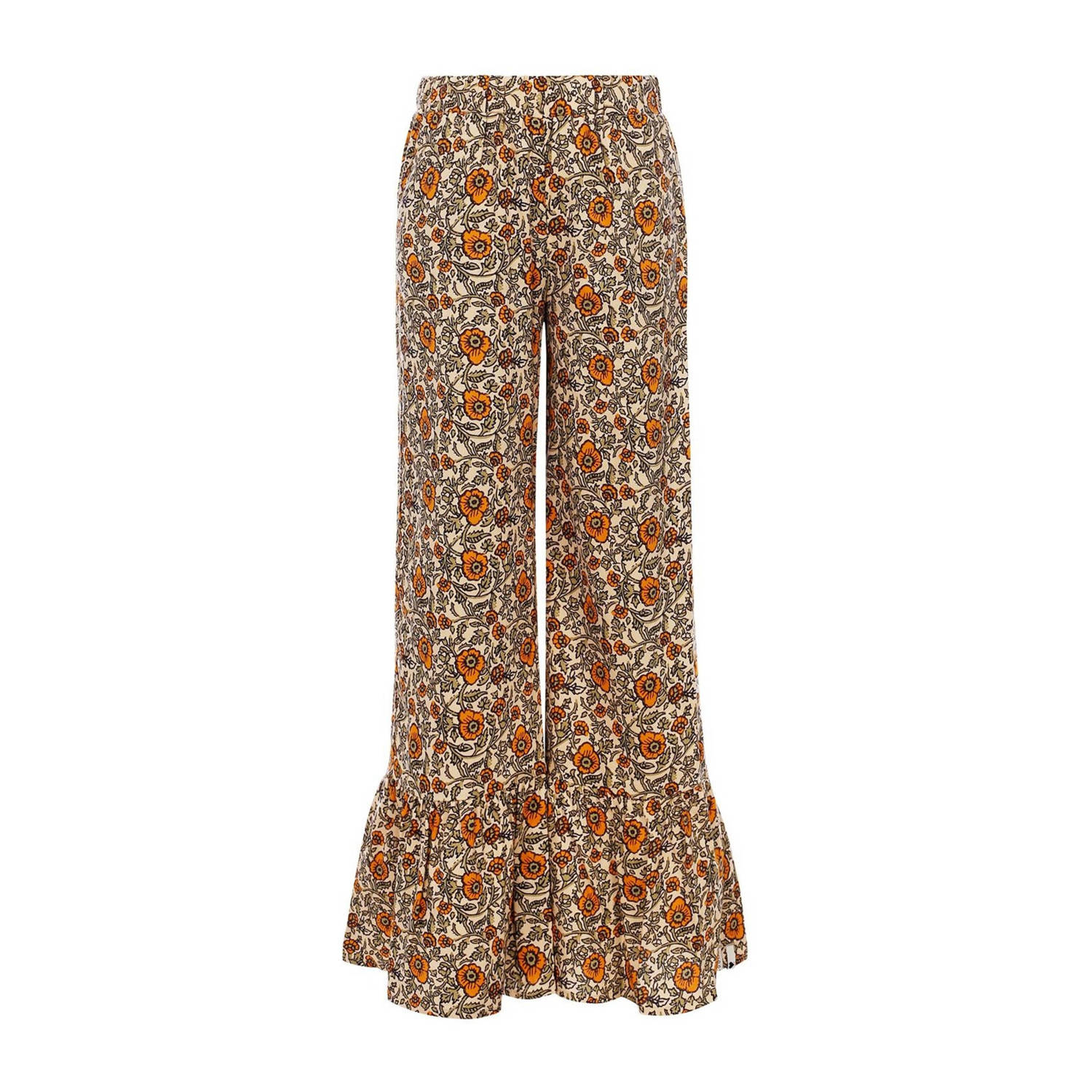 LOOXS little gebloemde loose fit broek bruin oranje Meisjes Viscose Bloemen 104