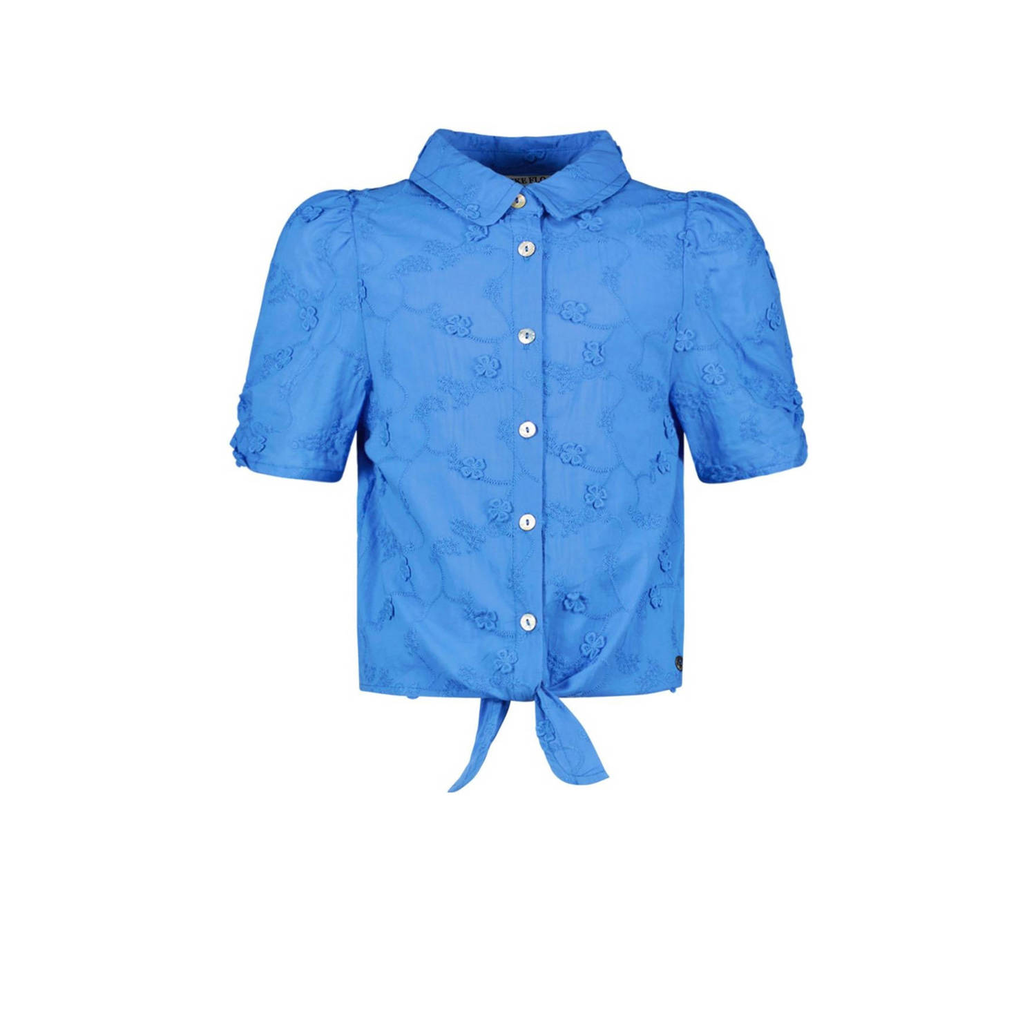 Like Flo gebloemde blouse hemelsblauw Meisjes Katoen Klassieke kraag Bloemen 104