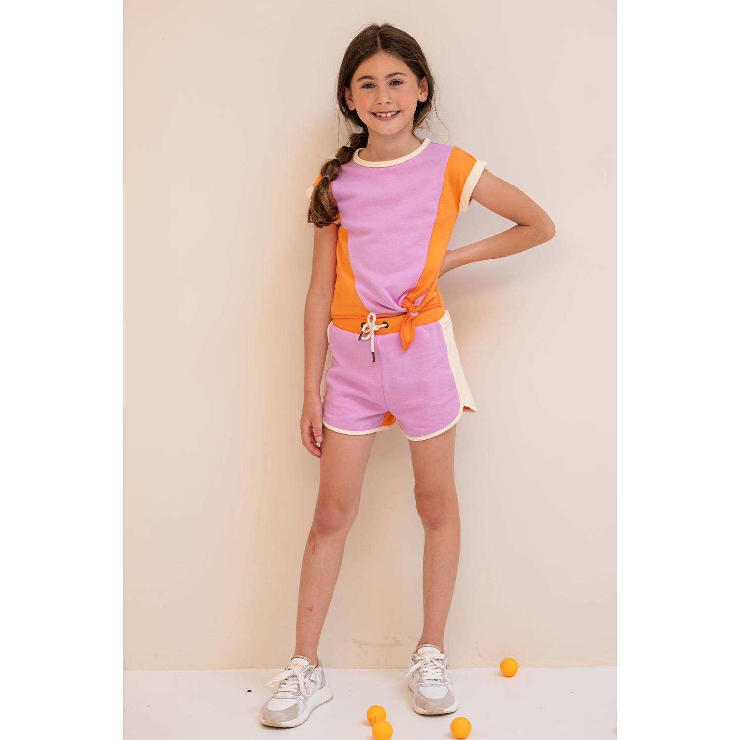 Like Flo loose fit casual short lila oranje