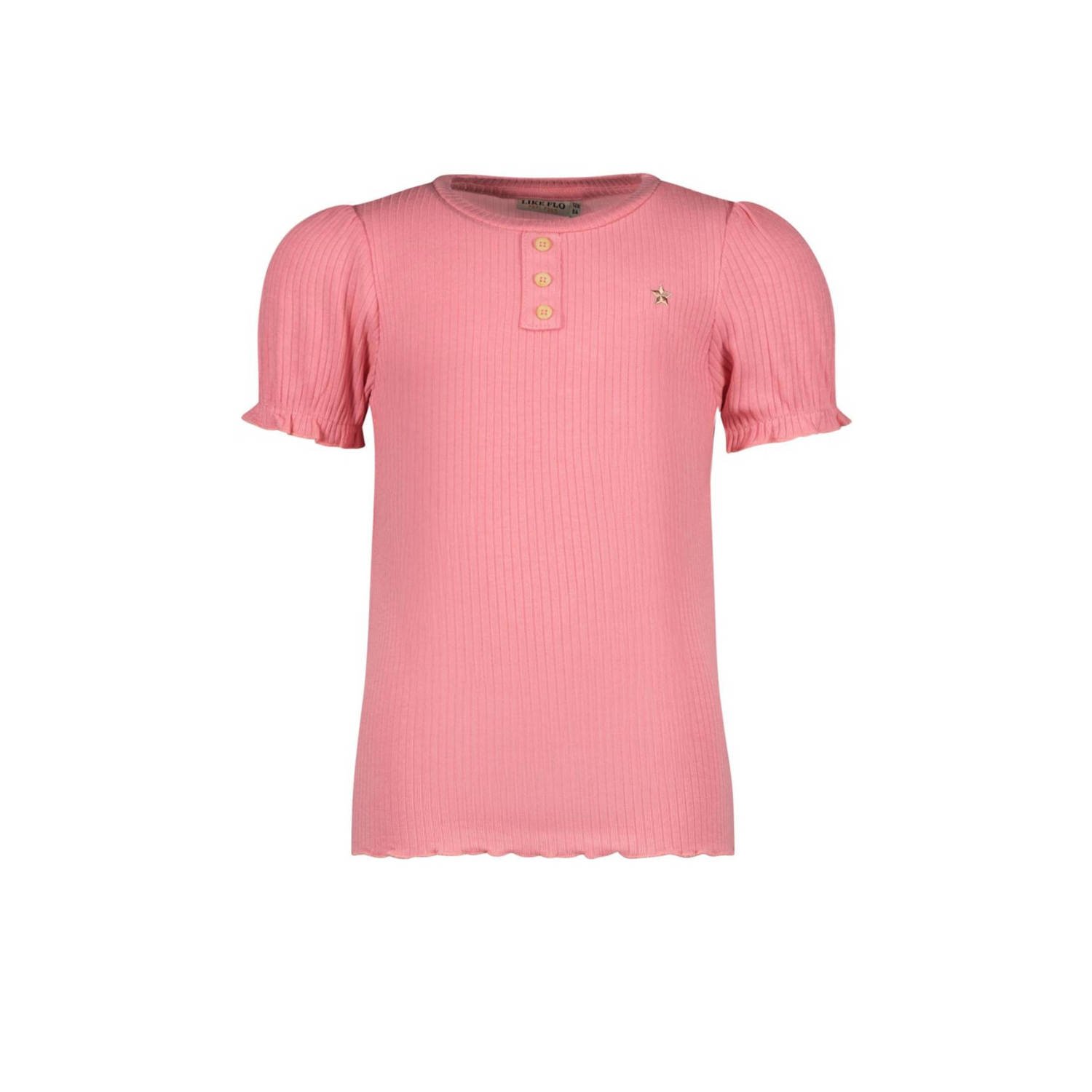 Like Flo T-shirt roze Meisjes Viscose Ronde hals Effen 104