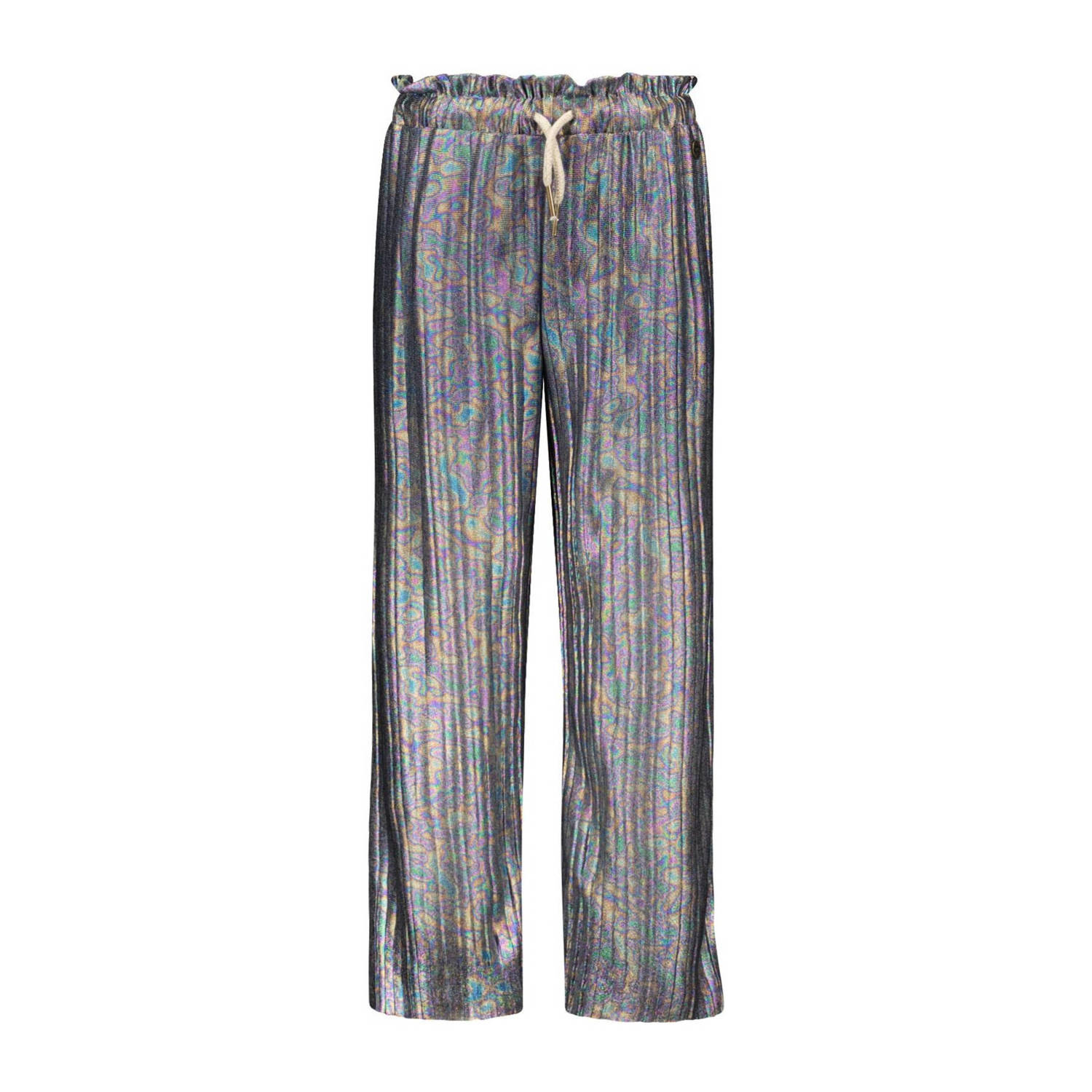 Like Flo metallic straight fit broek grijs multicolor Meisjes Polyester 110