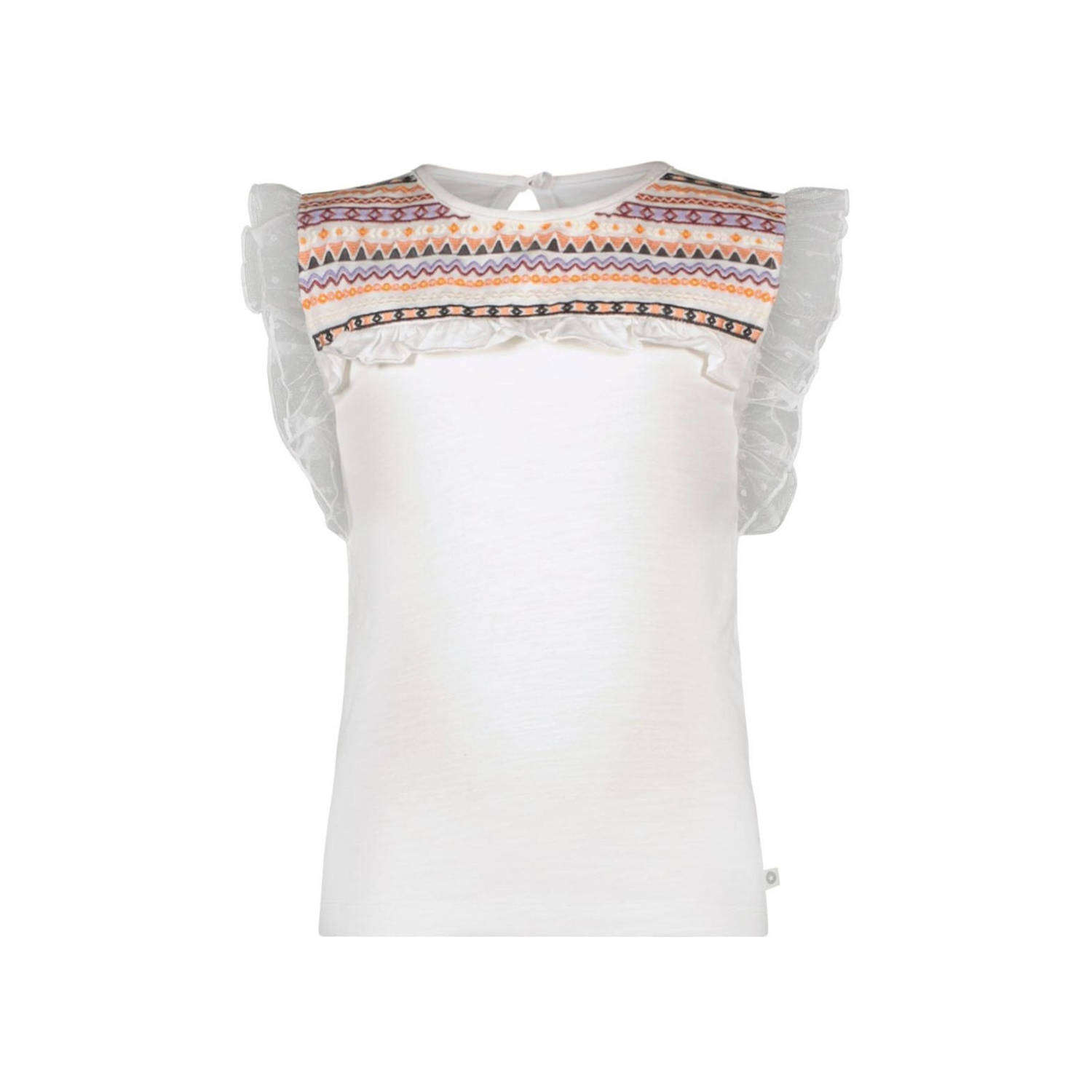 Like Flo T-shirt wit Top Meisjes Katoen Ronde hals Meerkleurig 122