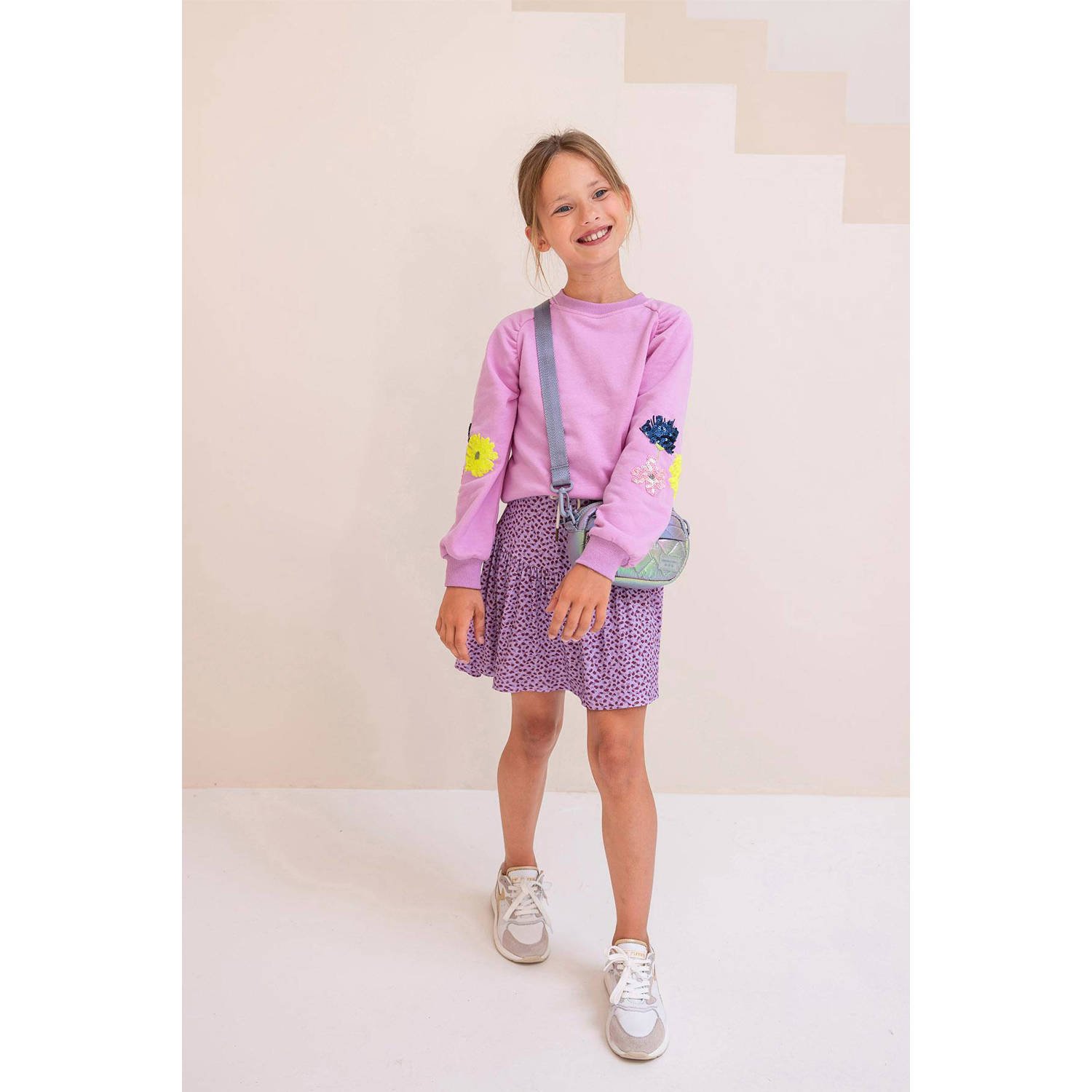 Like Flo rok met all over print en plooien lila paars Meisjes Viscose All over print 116