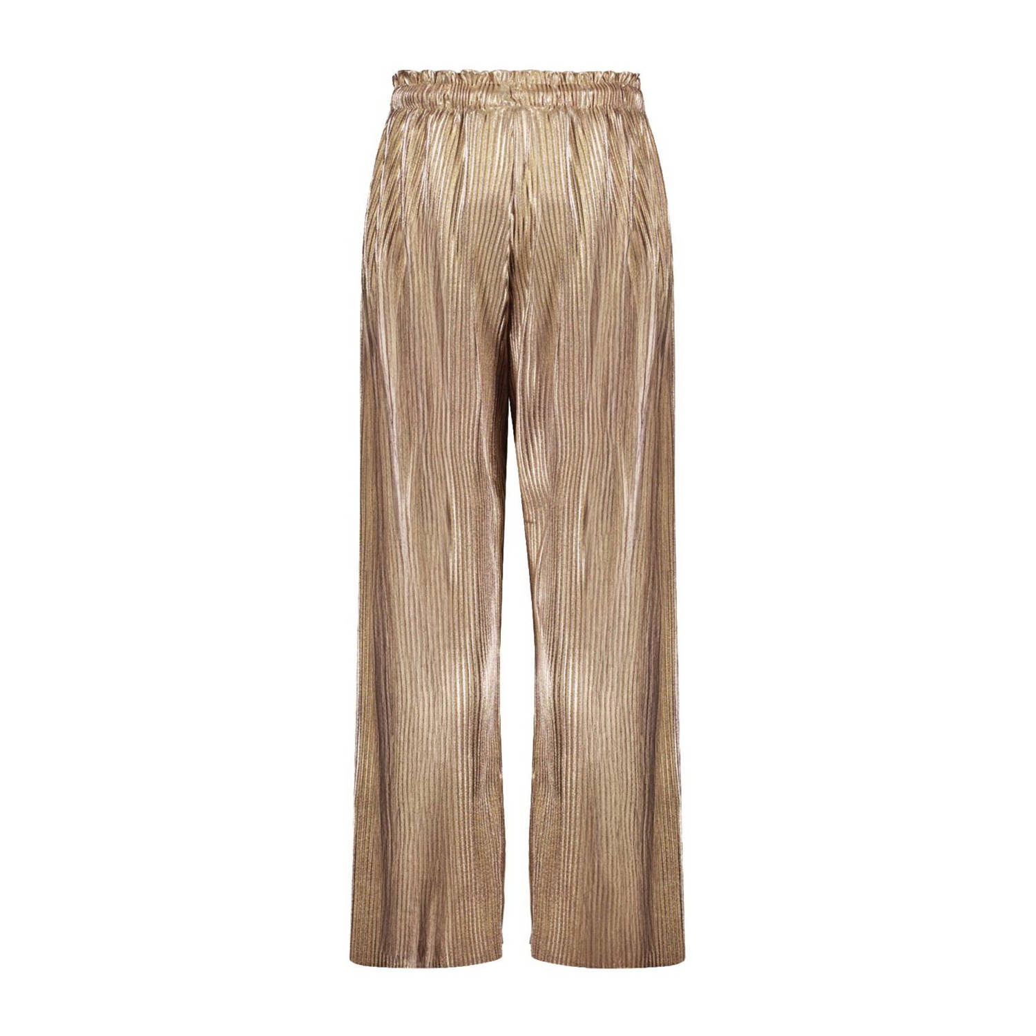 Like Flo metallic straight fit broek goud