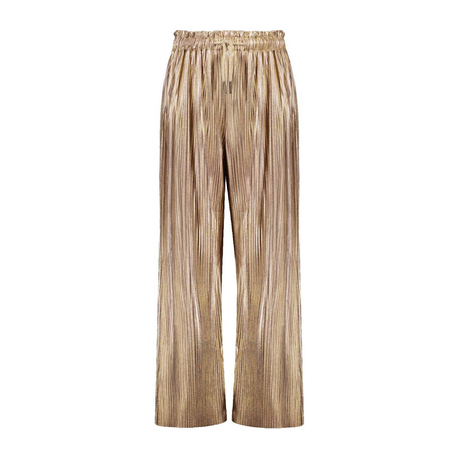 Like Flo metallic straight fit broek goud