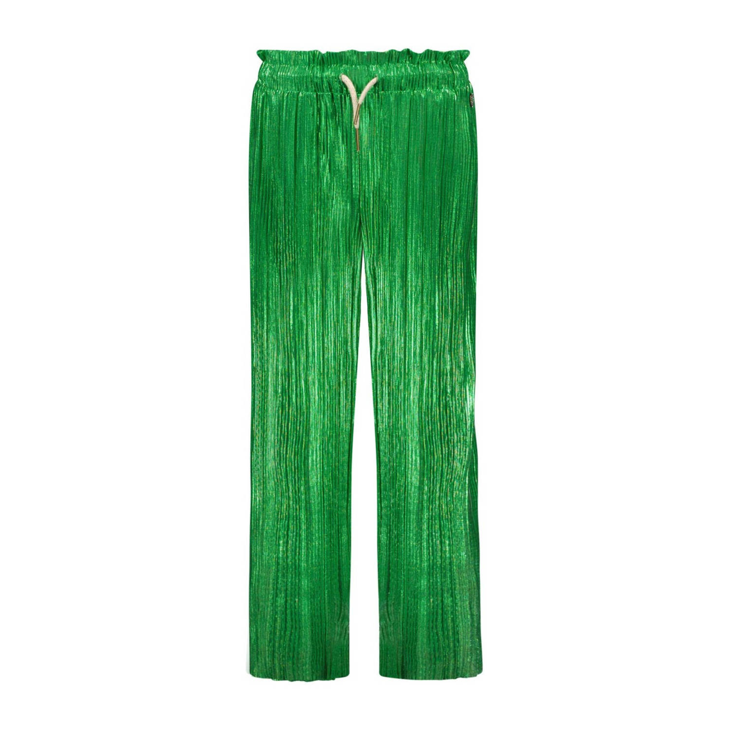 Like Flo metallic straight fit broek felgroen Meisjes Polyester Effen 104