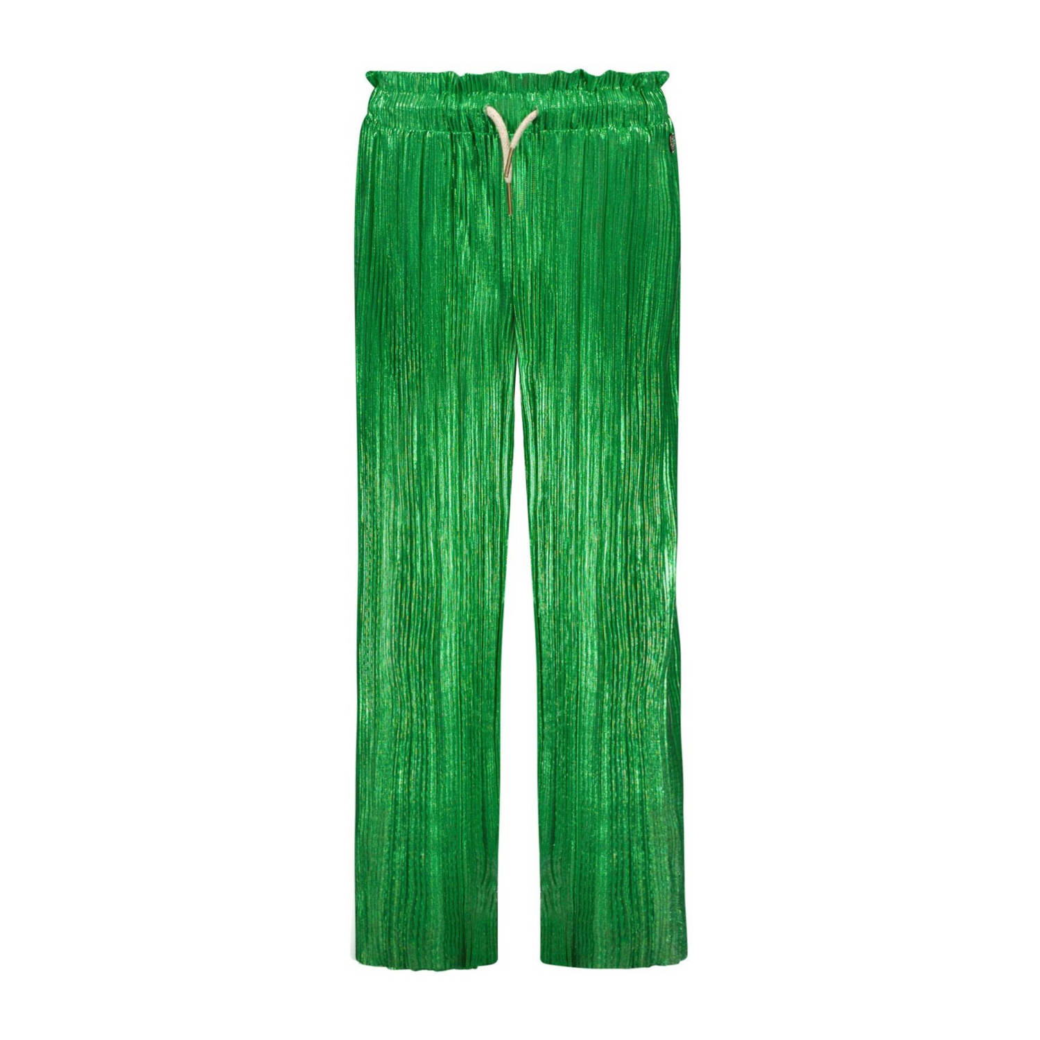 Like Flo metallic straight fit broek felgroen Meisjes Polyester Effen 104