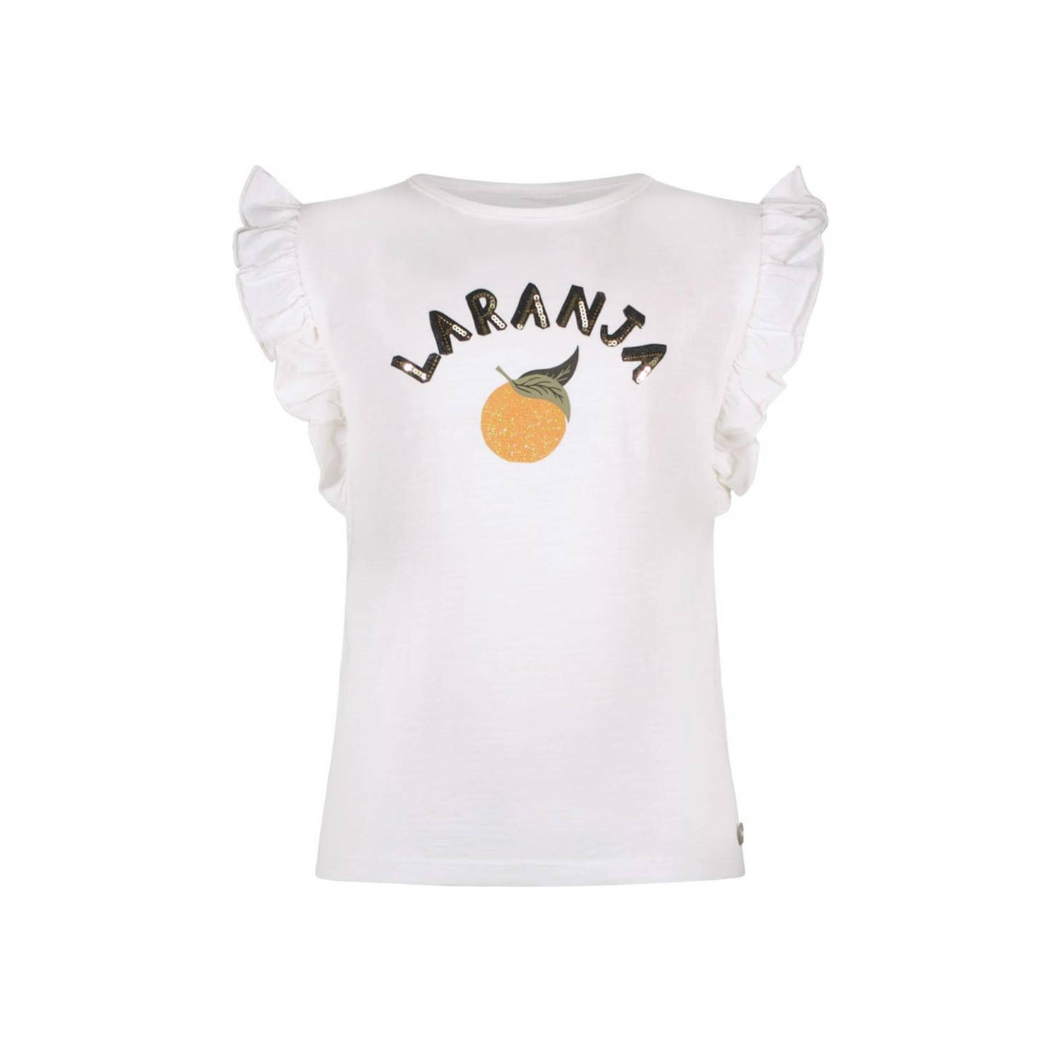 Like Flo T-shirt met printopdruk wit Meisjes Katoen Ronde hals Printopdruk 104