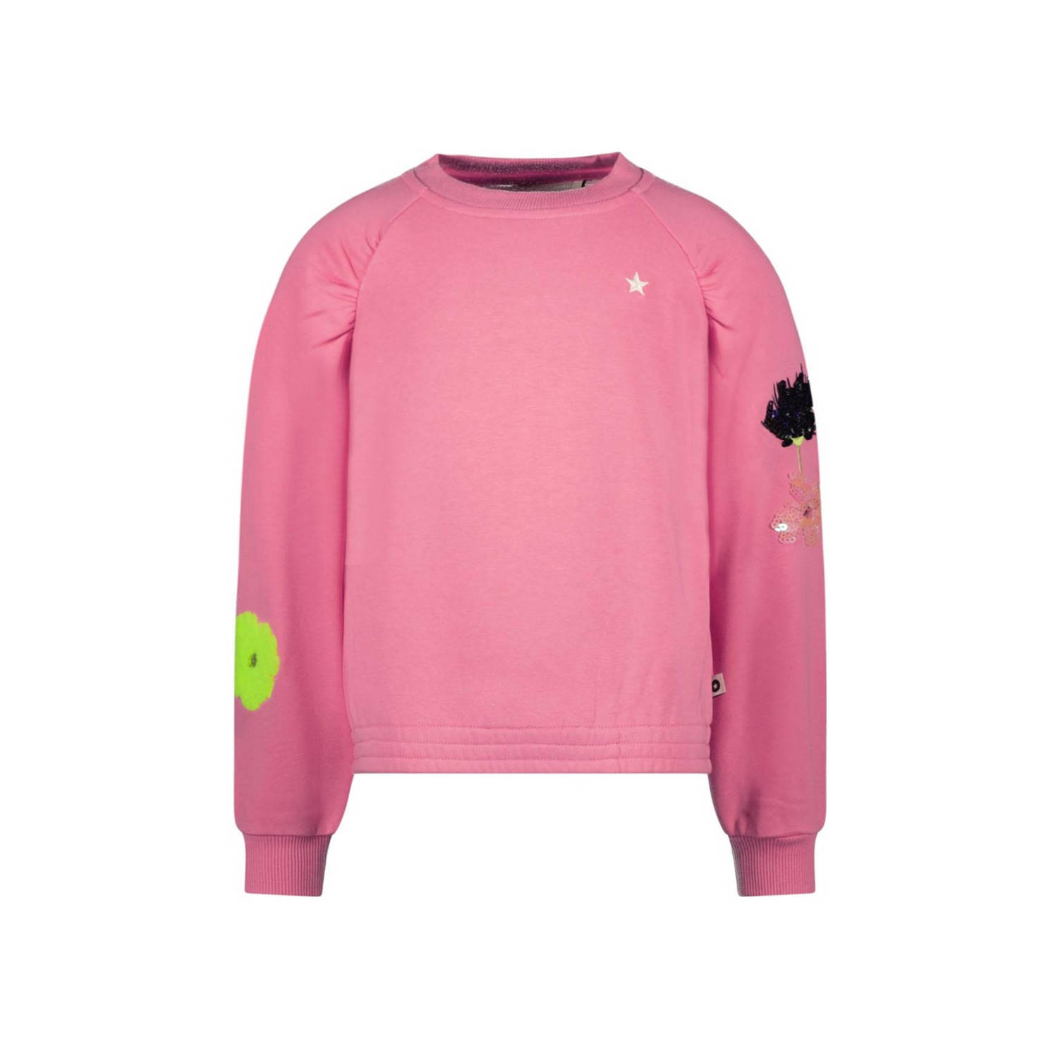 Like Flo gebloemde sweater zoetroze