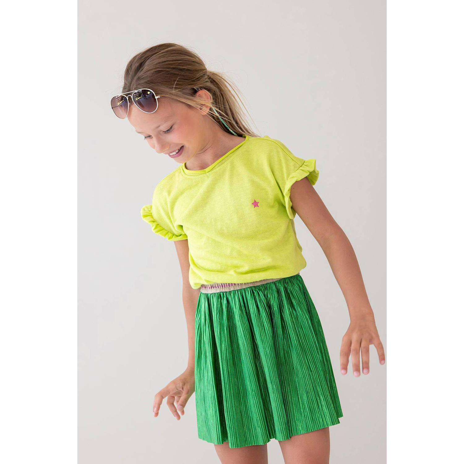 Like Flo metallic rok felgroen Meisjes Polyester Effen 152