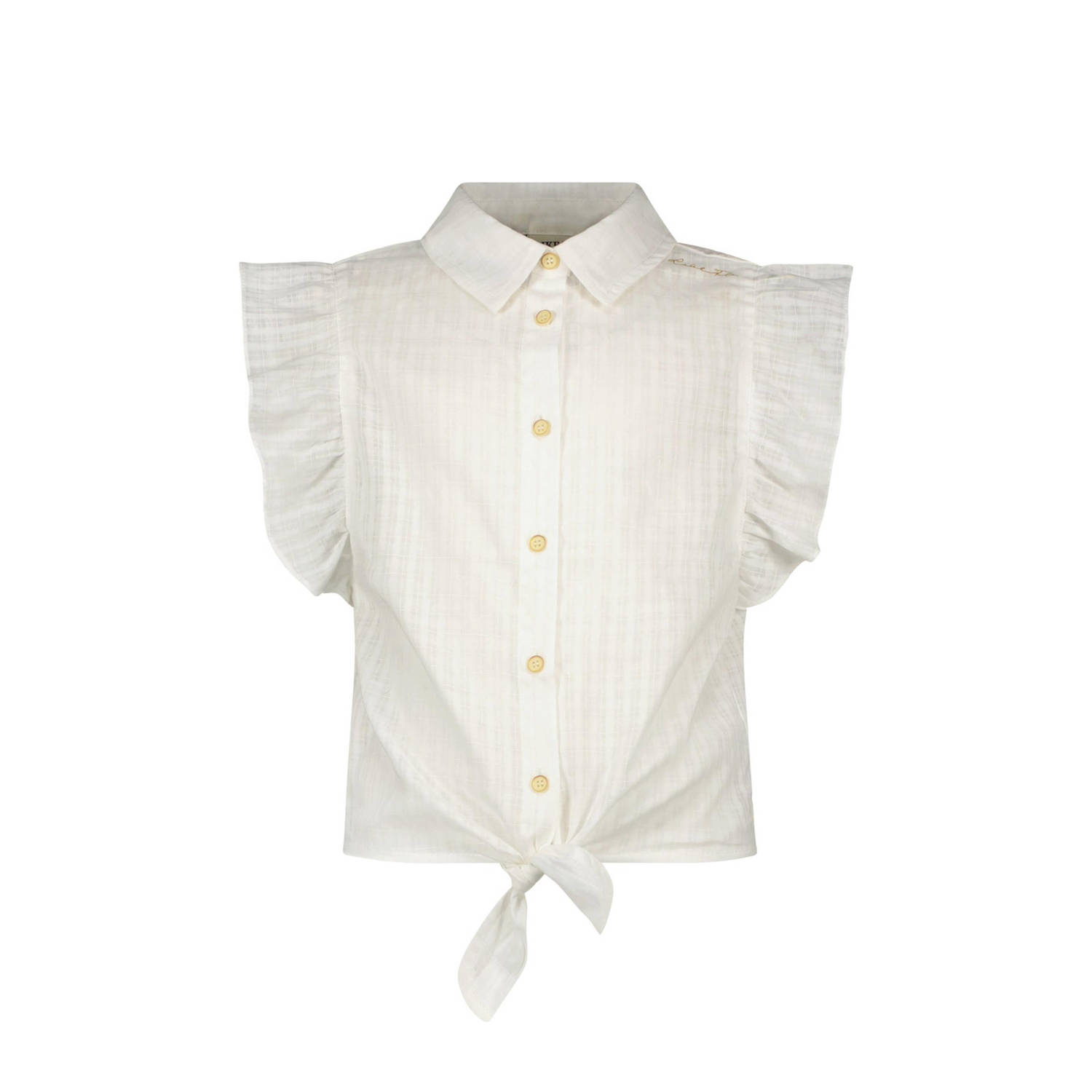 Like Flo blouse met ruches wit Meisjes Katoen Klassieke kraag Effen 164