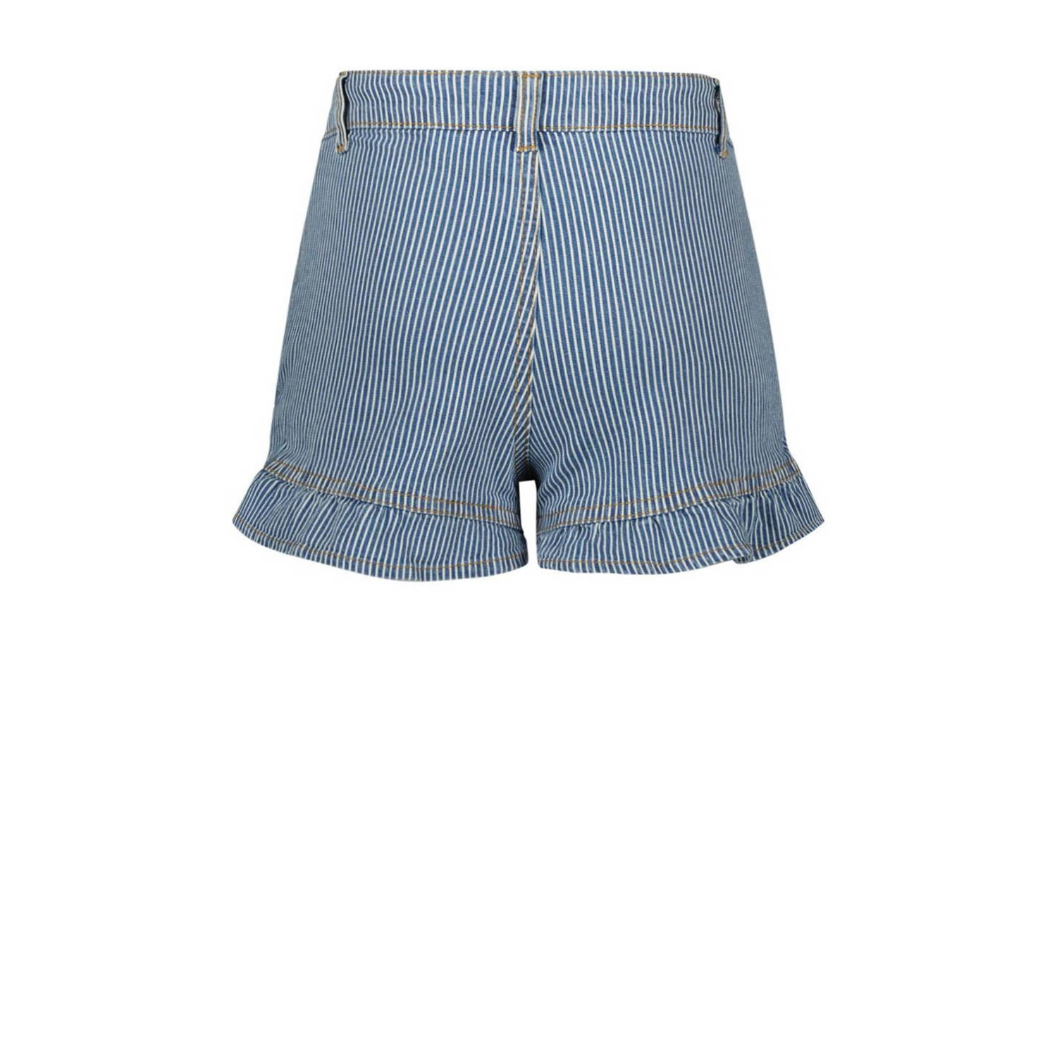 Like Flo gestreepte loose fit denim short lichtblauw wit
