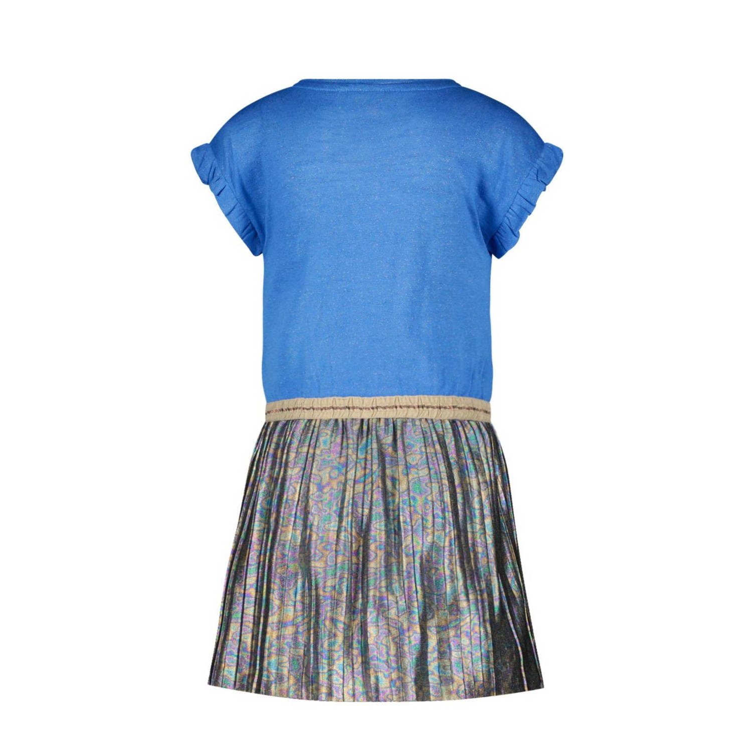 Like Flo jurk met ruches blauw multicolor