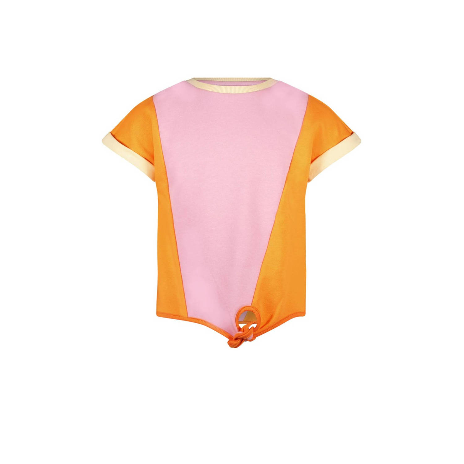Like Flo T-shirt paars oranje Meisjes Katoen Ronde hals Meerkleurig 104
