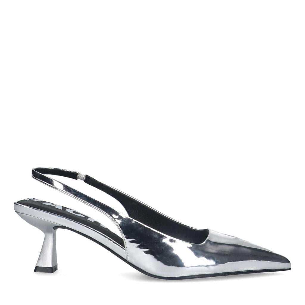 Zilver en metallickleurige dames Sacha slingback pumps van synthetisch materiaal