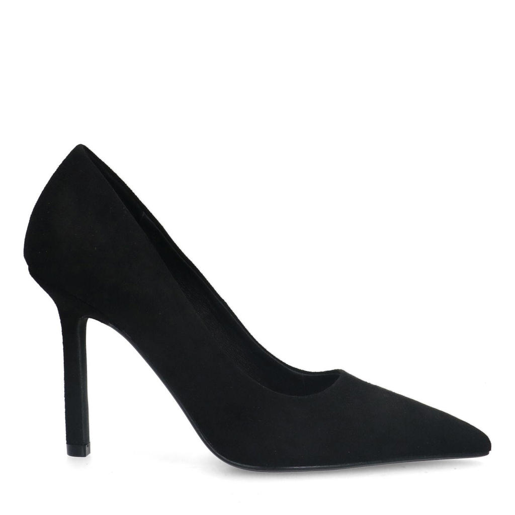 Zwarte dames Sacha pumps van textiel met naaldhak