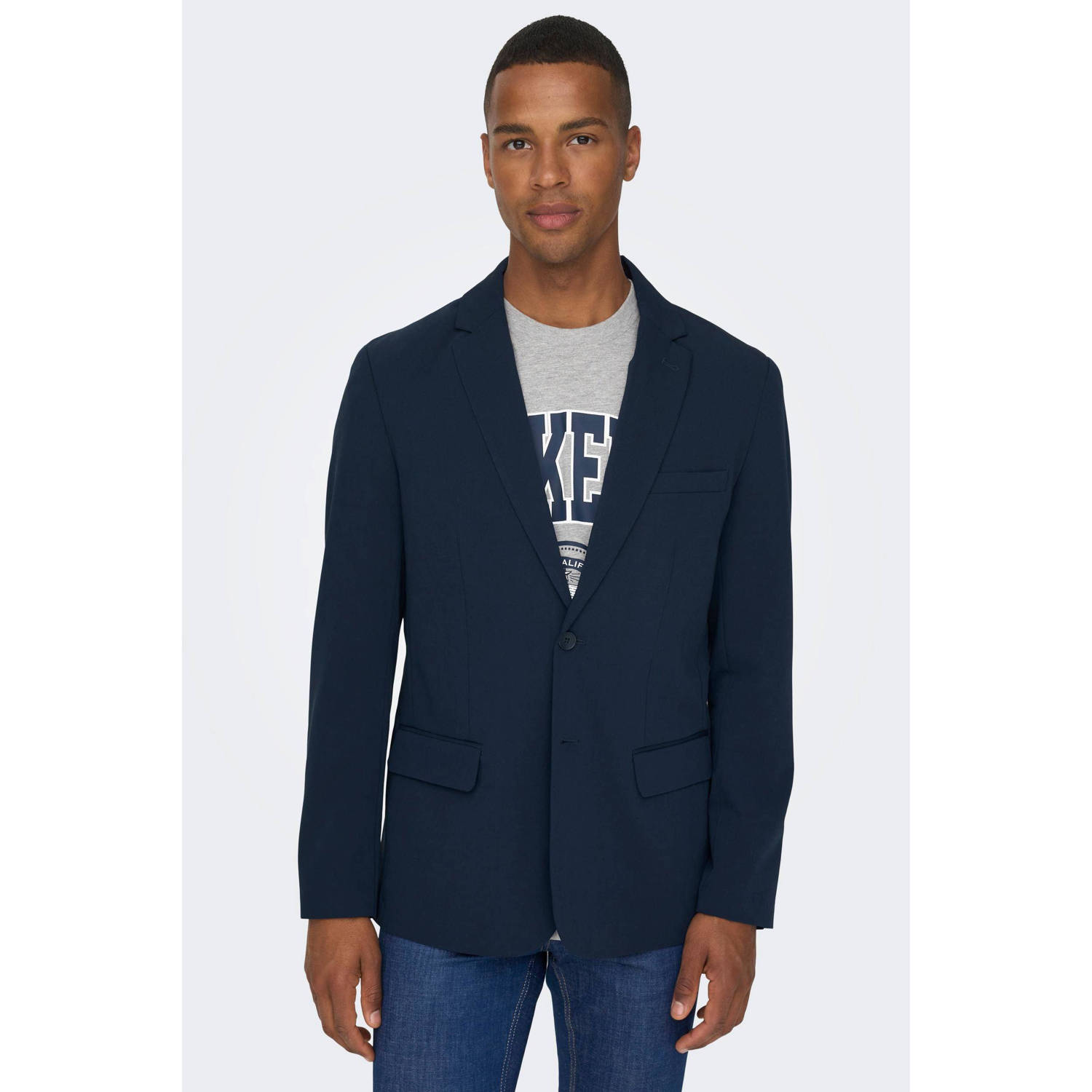 Only & Sons Stijlvolle Jas voor Mannen Blue Heren