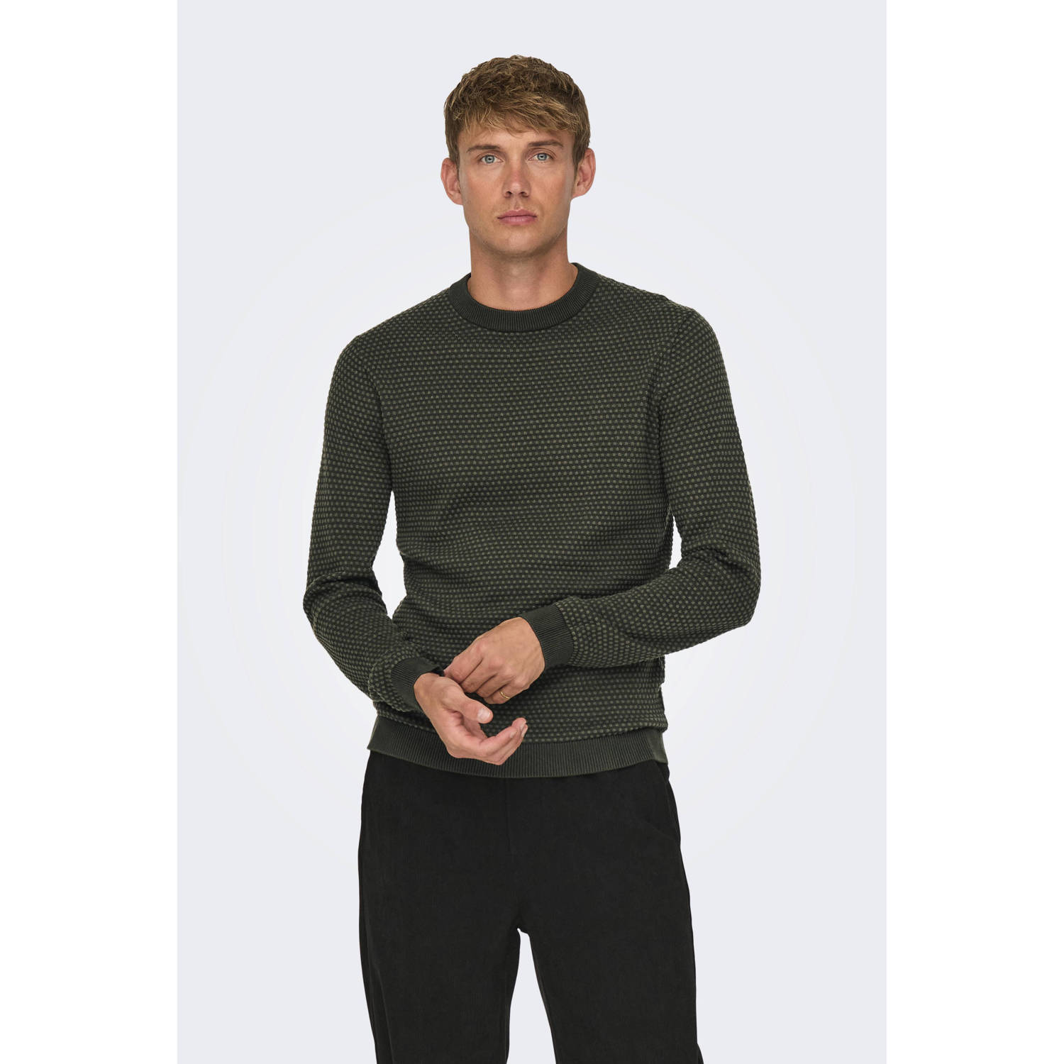 ONLY & SONS Trui met ronde hals ONSTAPA REG 12 STRUC LS CREW KNIT NOOS