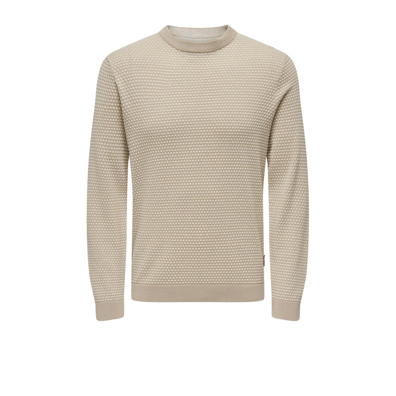 Only & Sons Gestructureerde Crew Gebreide Trui in Zilver Beige Heren
