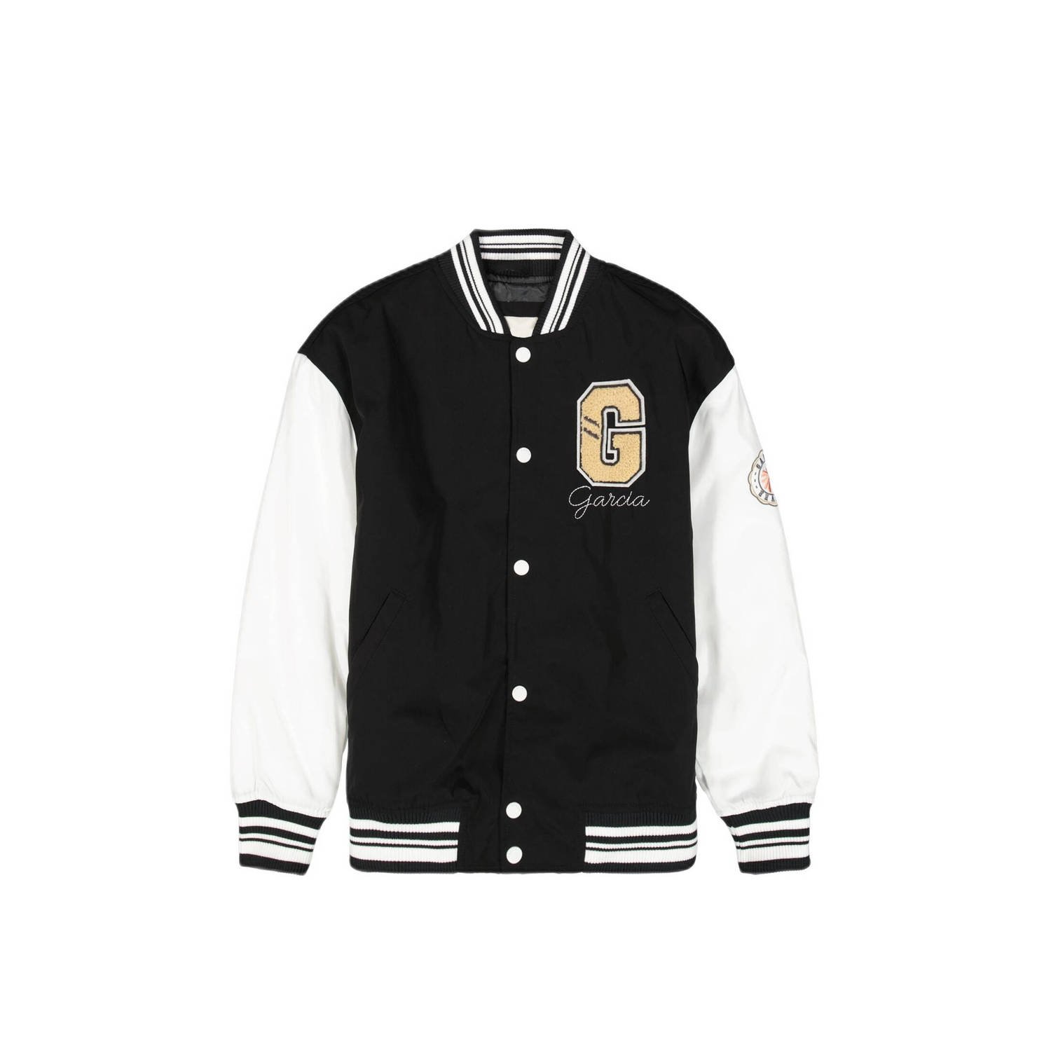 Garcia baseball jacket met logo zwart wit Jas Meisjes Polyamide Opstaande kraag 128 134