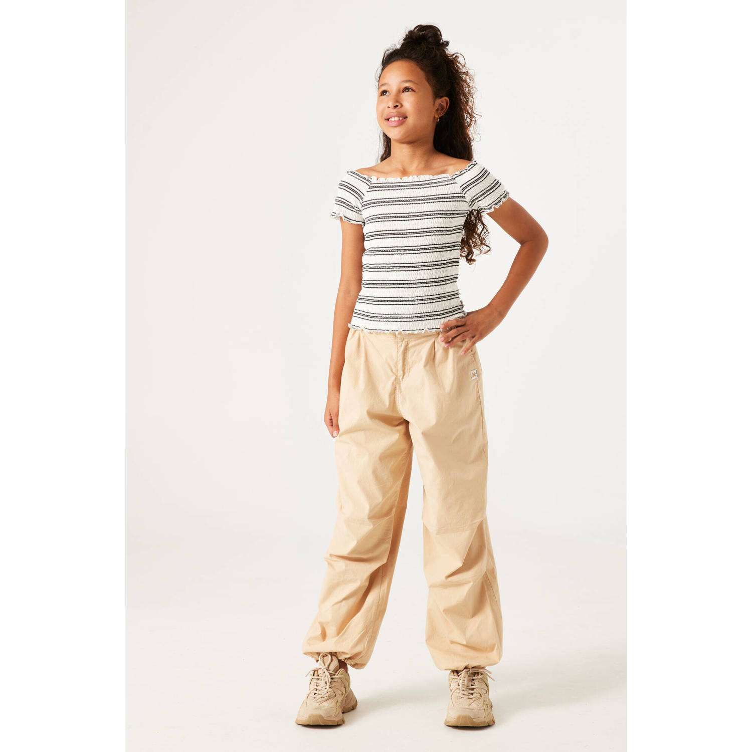 Garcia high waist loose fit broek beige