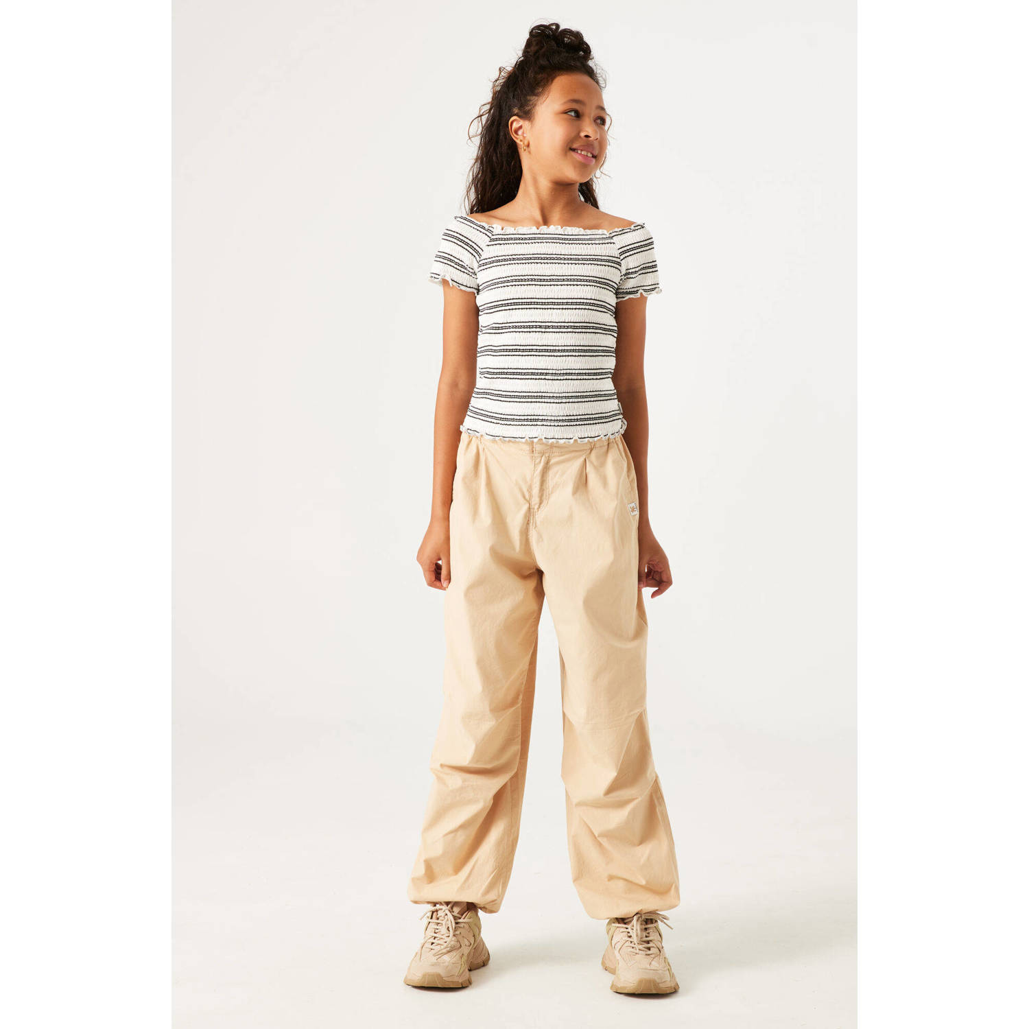 Garcia high waist loose fit broek beige