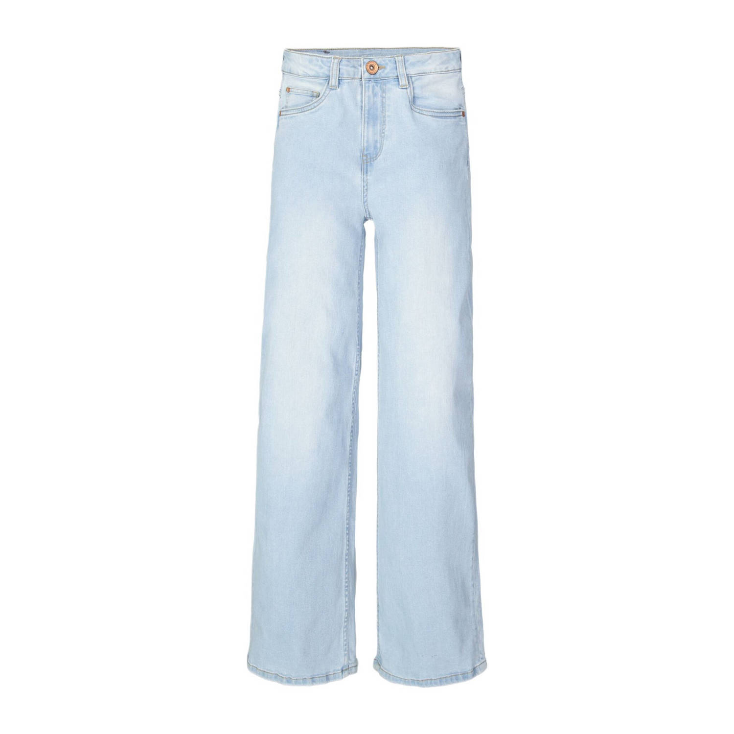 Garcia high waist wide leg jeans Annemay bleached Blauw Meisjes Stretchdenim 158