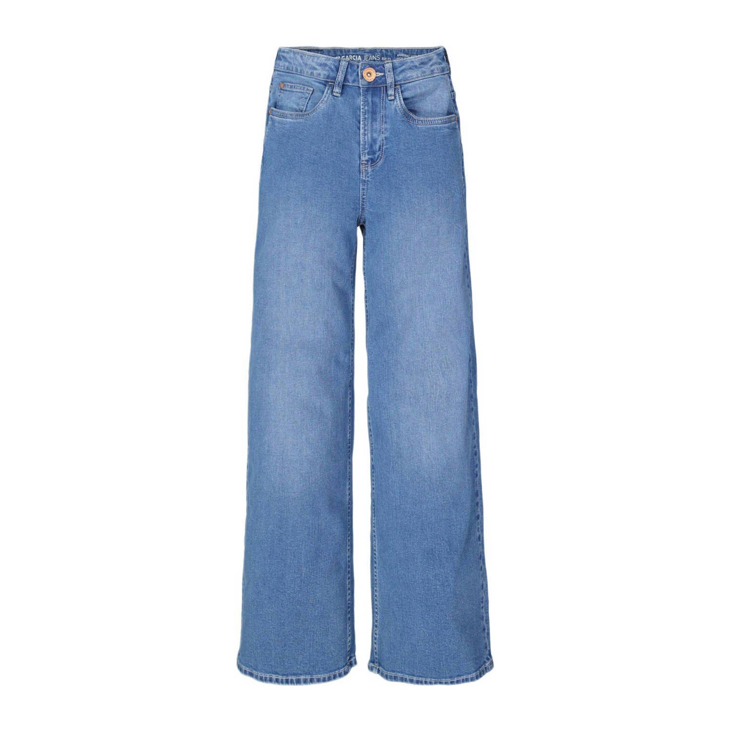 Garcia high waist wide leg jeans Annemay medium used Blauw Meisjes Stretchdenim 128