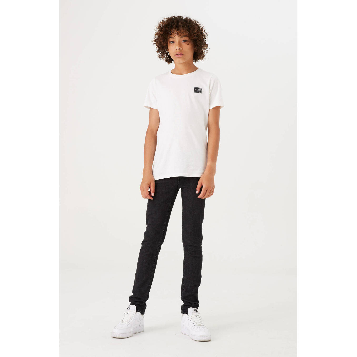 Garcia skinny jeans Xandro dark used denim Zwart Jongens Stretchdenim Effen 158