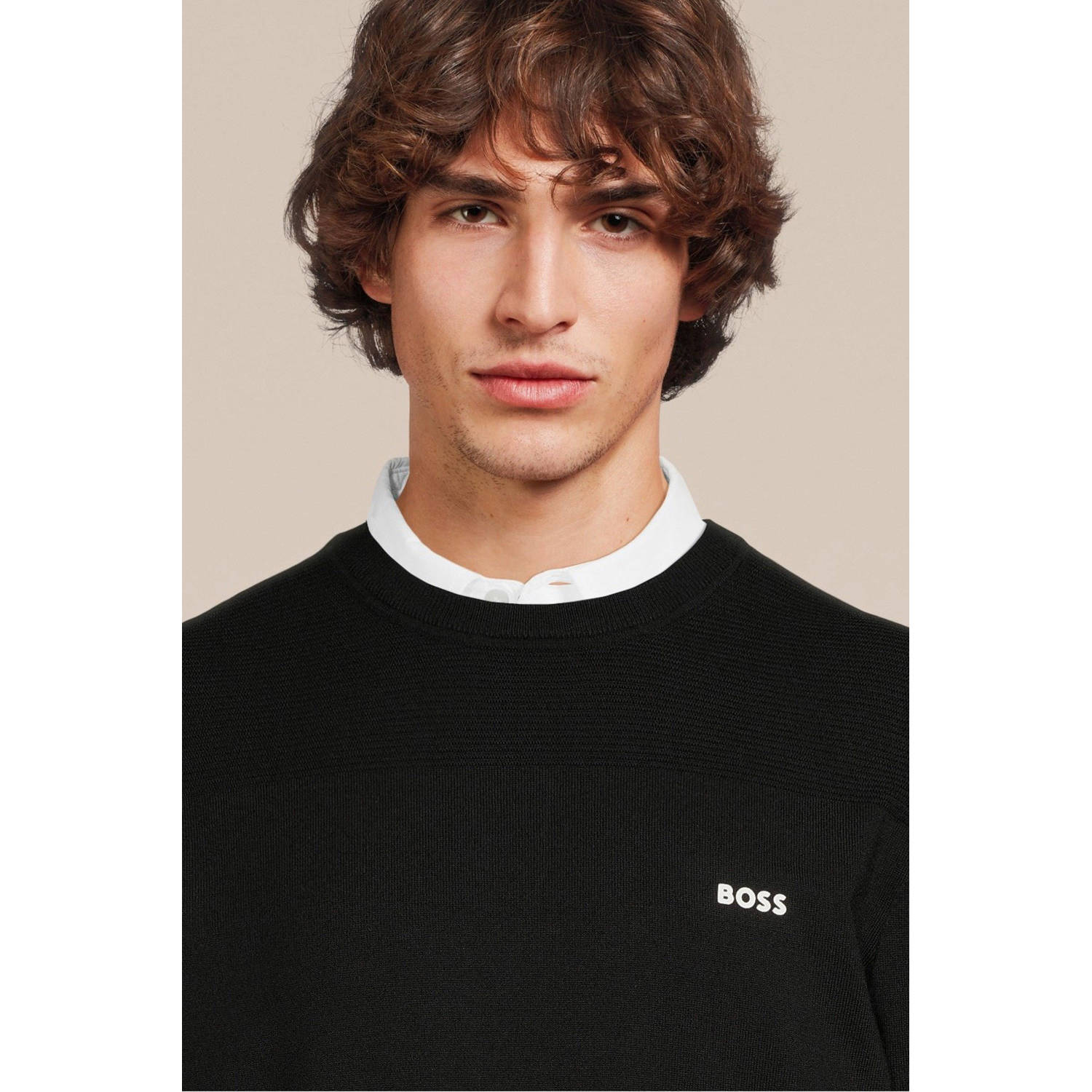 BOSS trui met logo zwart