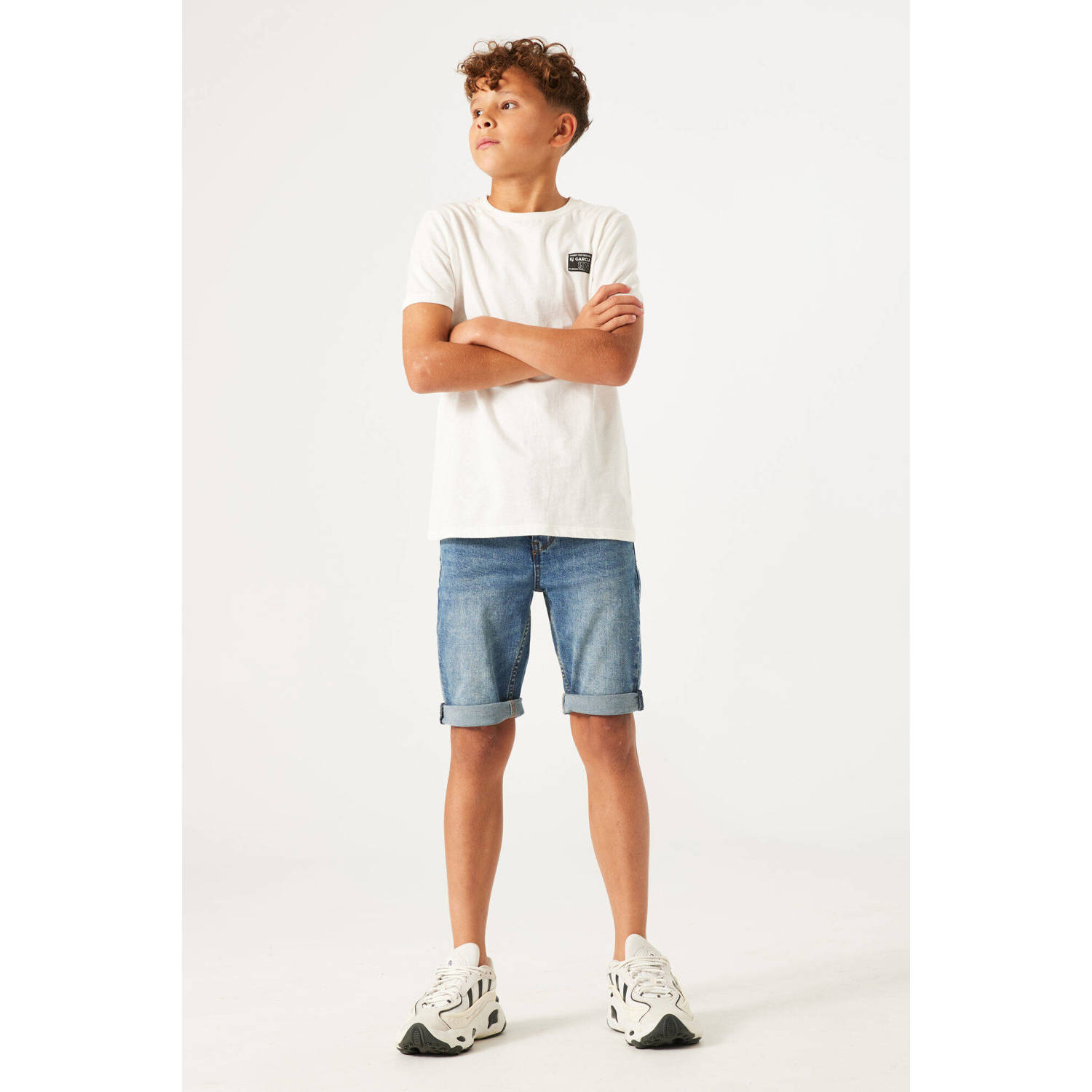 Garcia slim fit denim short Tavio short medium blue denim Korte broek Blauw Jongens Stretchdenim 134