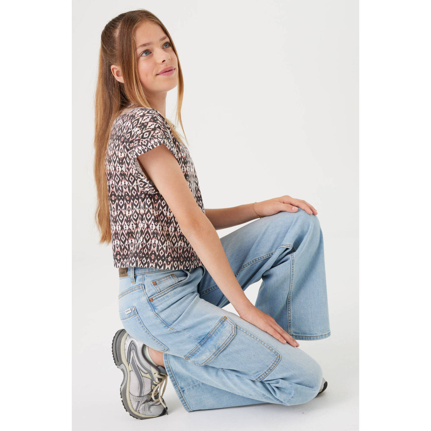 Garcia low waist loose fit jeans bleached denim