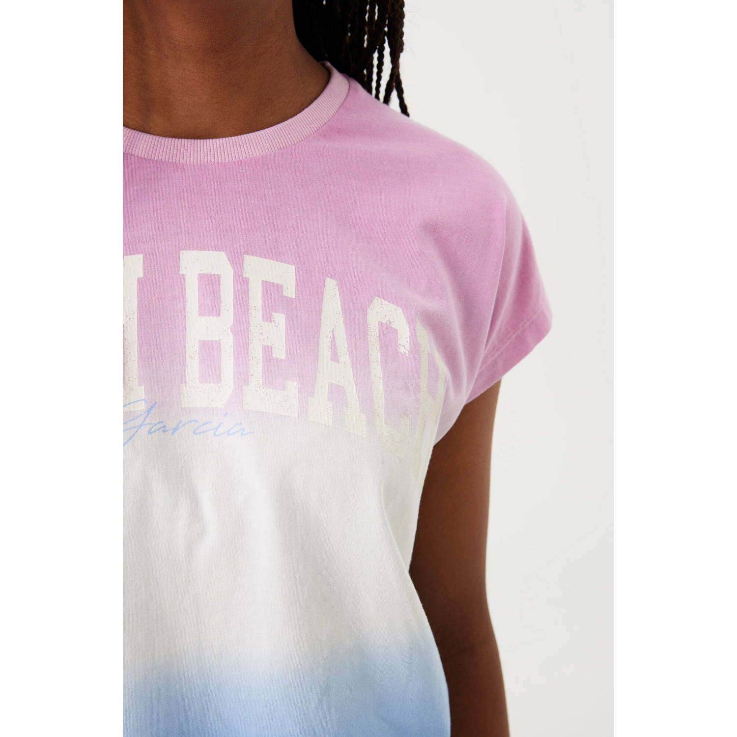 Garcia dip-dye T-shirt roze wit blauw