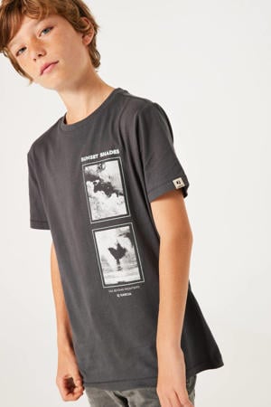 T-shirt met printopdruk grijs