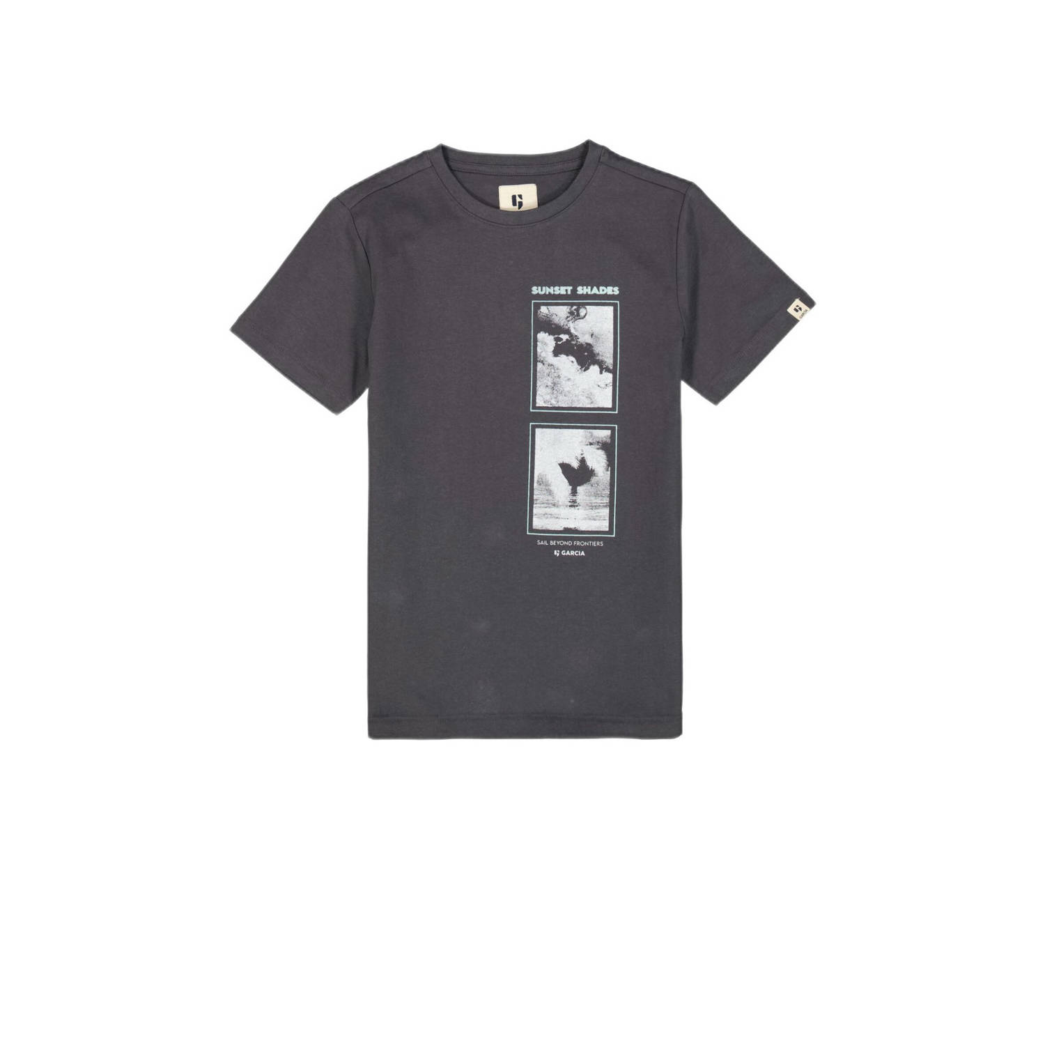 Garcia T-shirt met printopdruk grijs Jongens Katoen Ronde hals Printopdruk 140 146