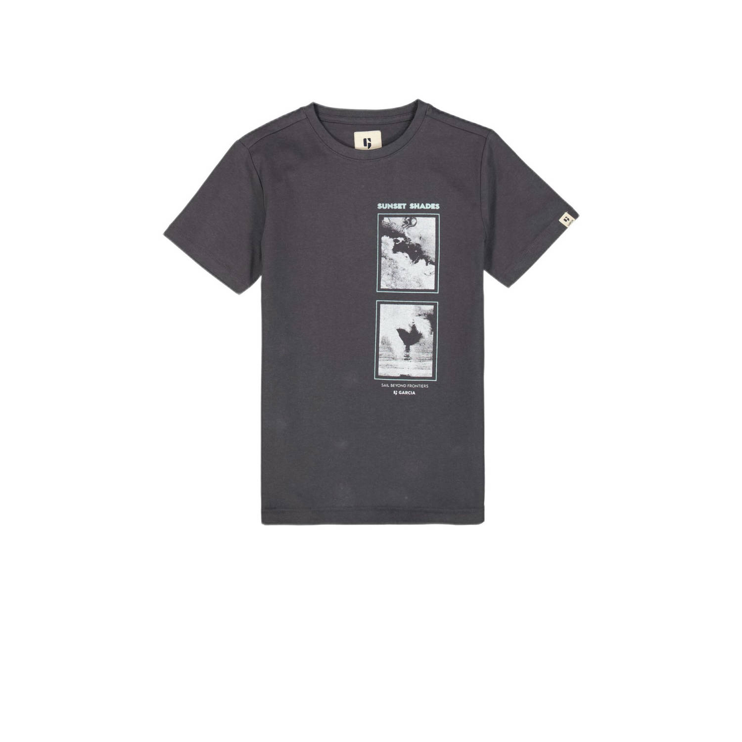 Garcia T-shirt met printopdruk grijs Jongens Katoen Ronde hals Printopdruk 128 134
