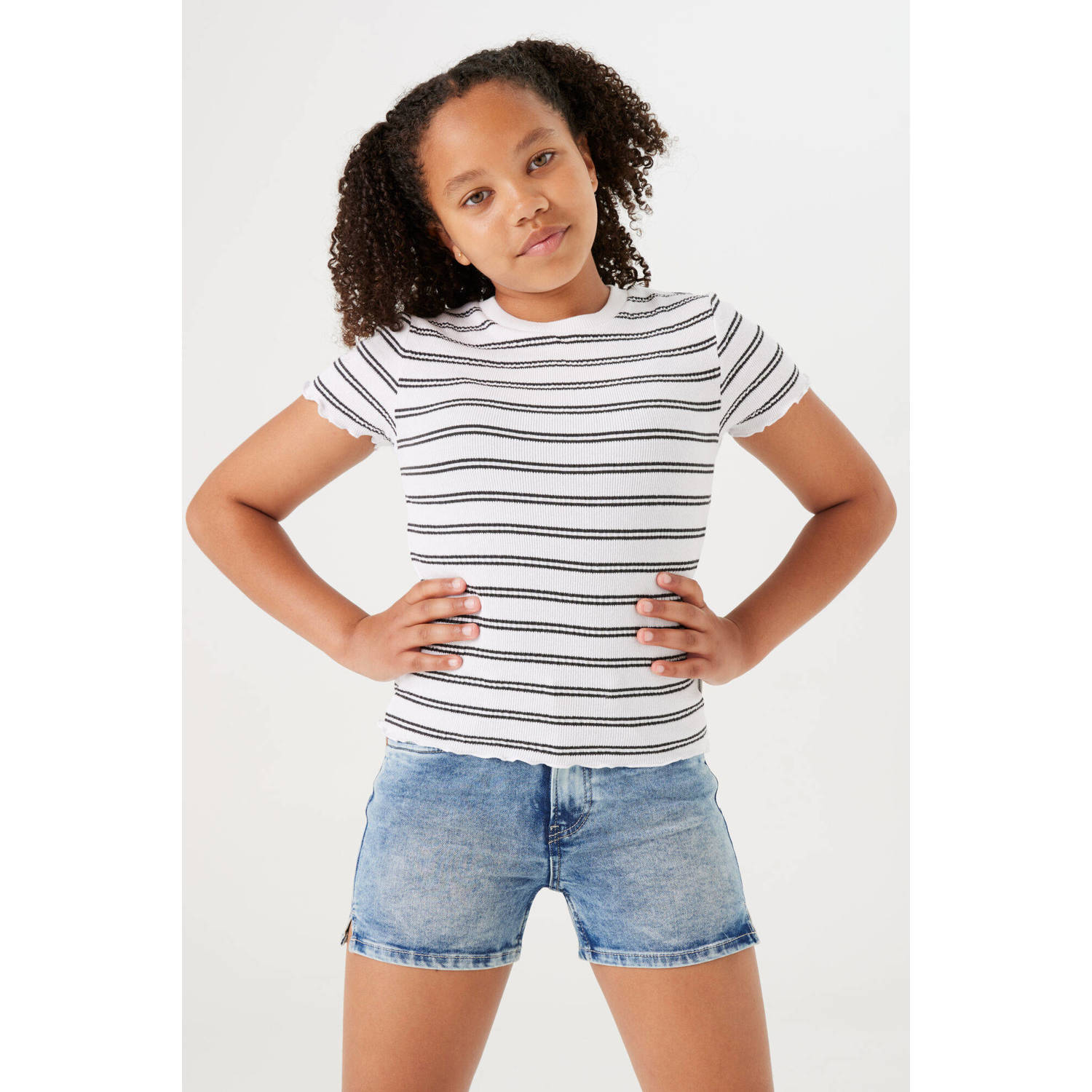 Garcia high waist slim fit denim short Rianna short medium used denim Korte broek Blauw Meisjes Jog denim 128