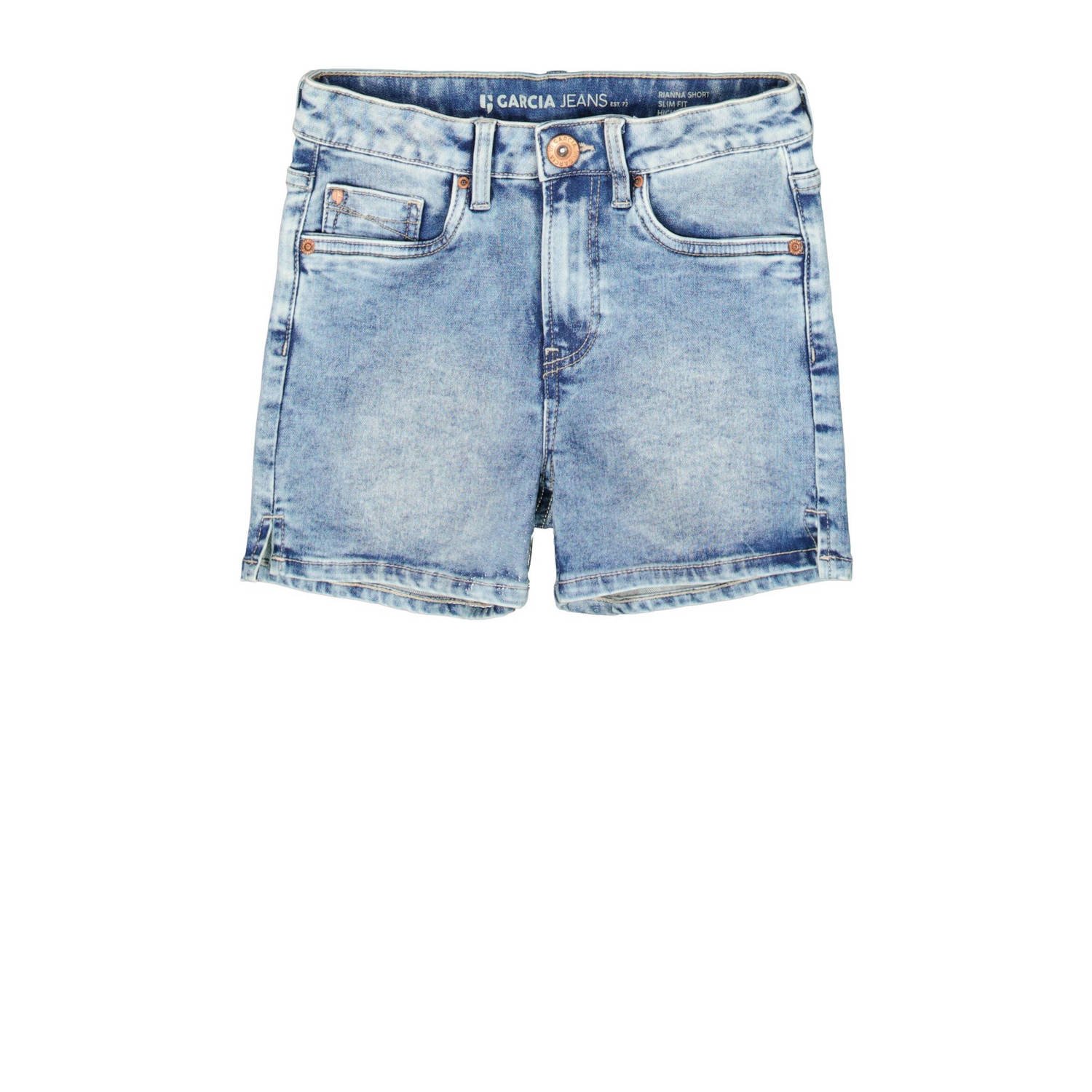 Garcia high waist slim fit denim short Rianna short medium used denim Korte broek Blauw Meisjes Jog denim 140