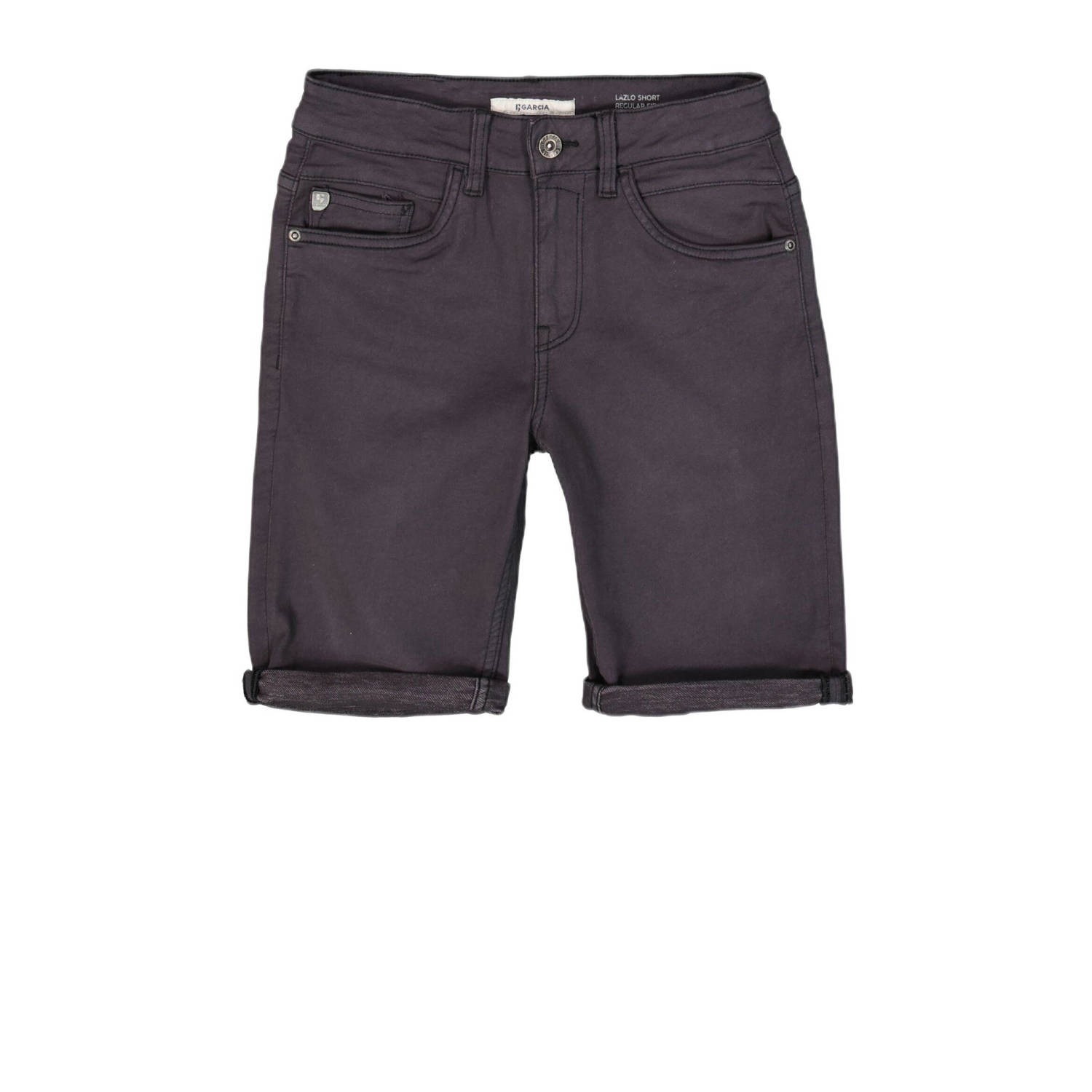 Garcia regular fit denim short Lazlo short dark grey denim Korte broek Grijs Jongens Stretchdenim 134