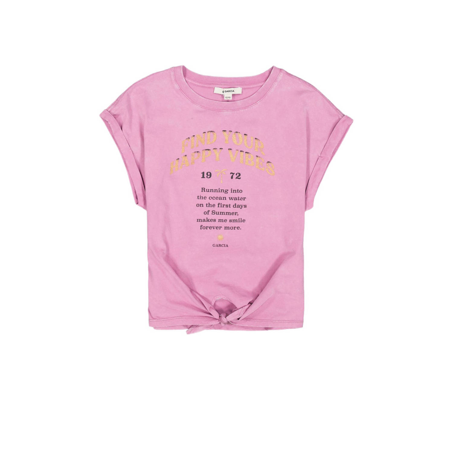 Garcia T-shirt met printopdruk roze Meisjes Katoen Ronde hals Printopdruk 128 134