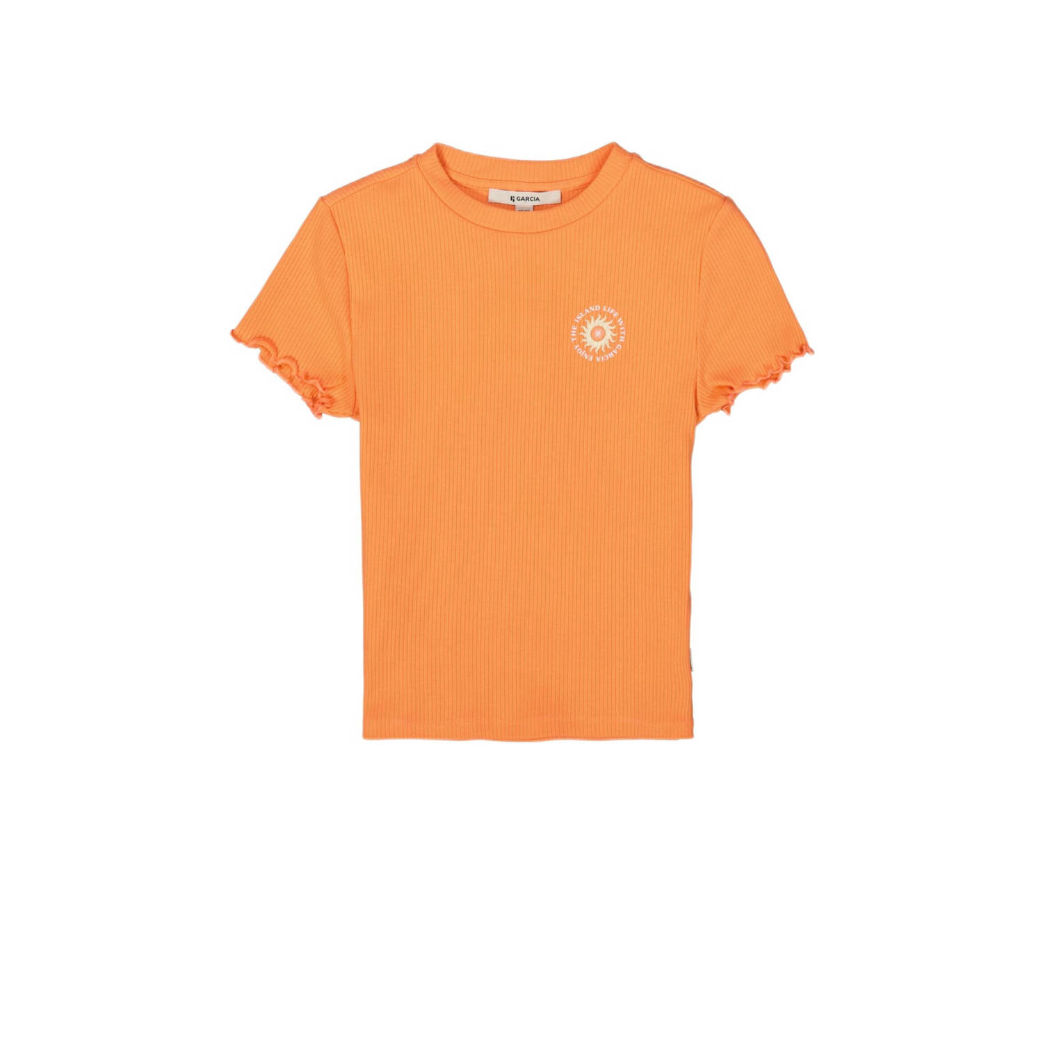 Garcia T-shirt oranje Meisjes Stretchkatoen Ronde hals Effen 128 134