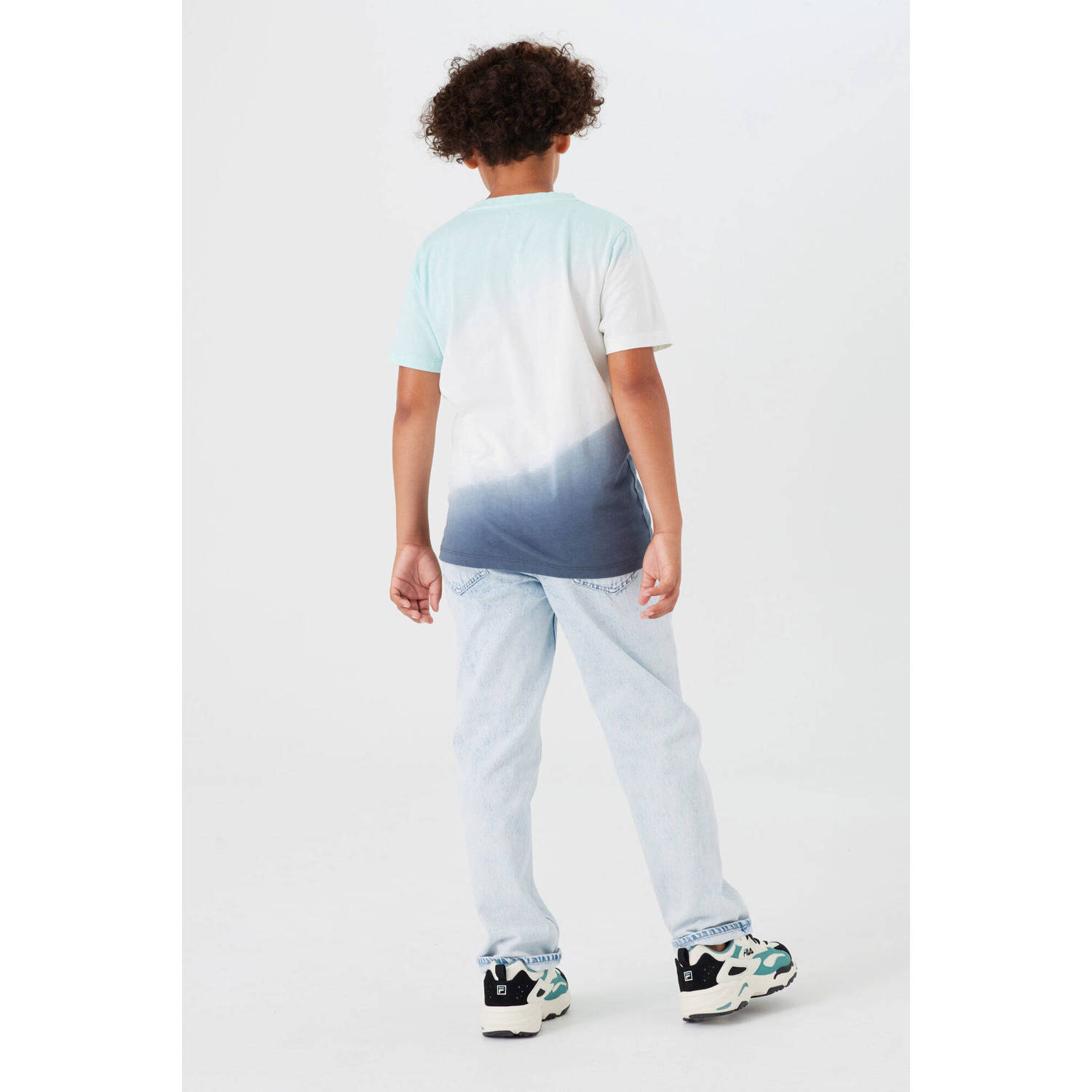 Garcia dip-dye T-shirt wit donkerblauw lichtblauw