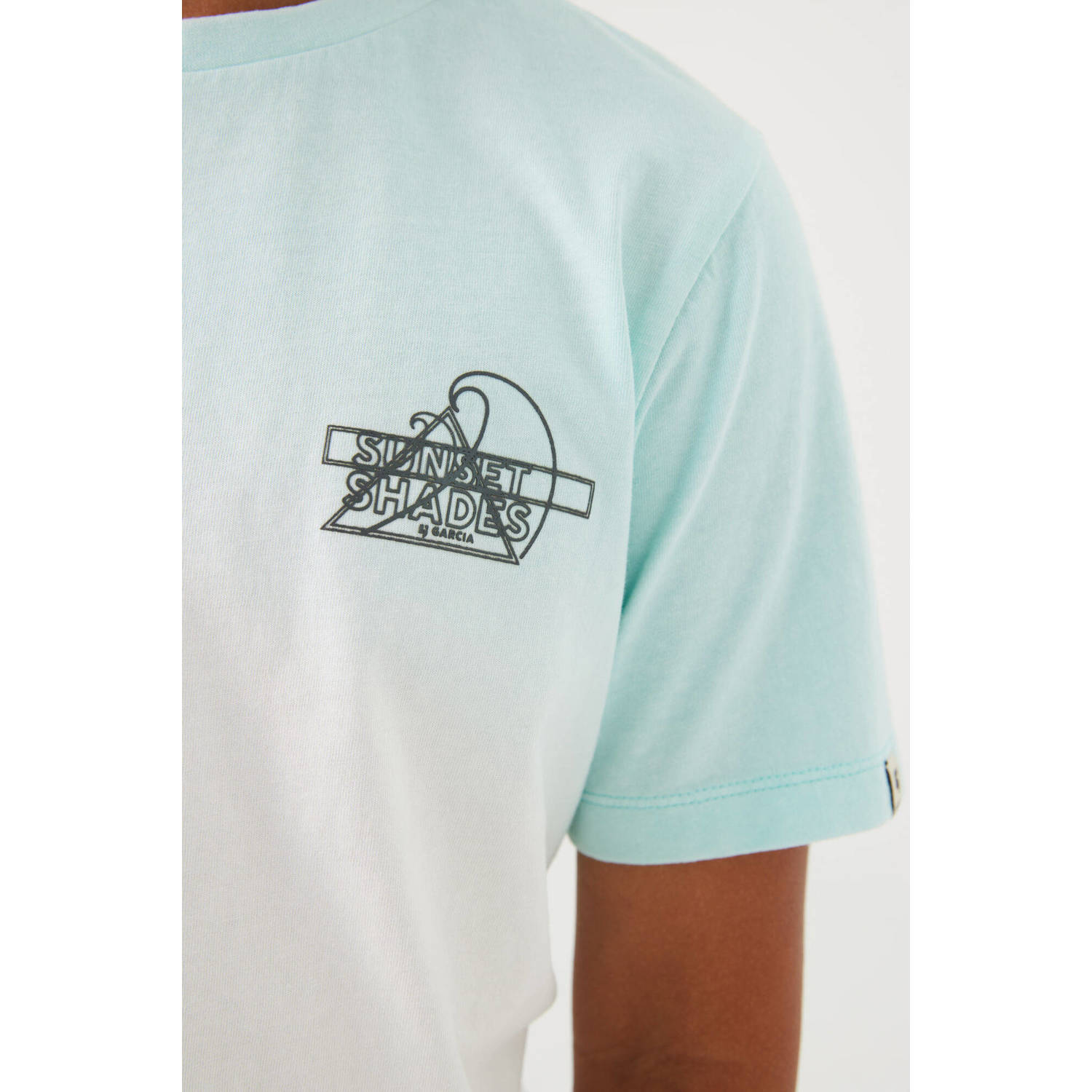 Garcia dip-dye T-shirt wit donkerblauw lichtblauw