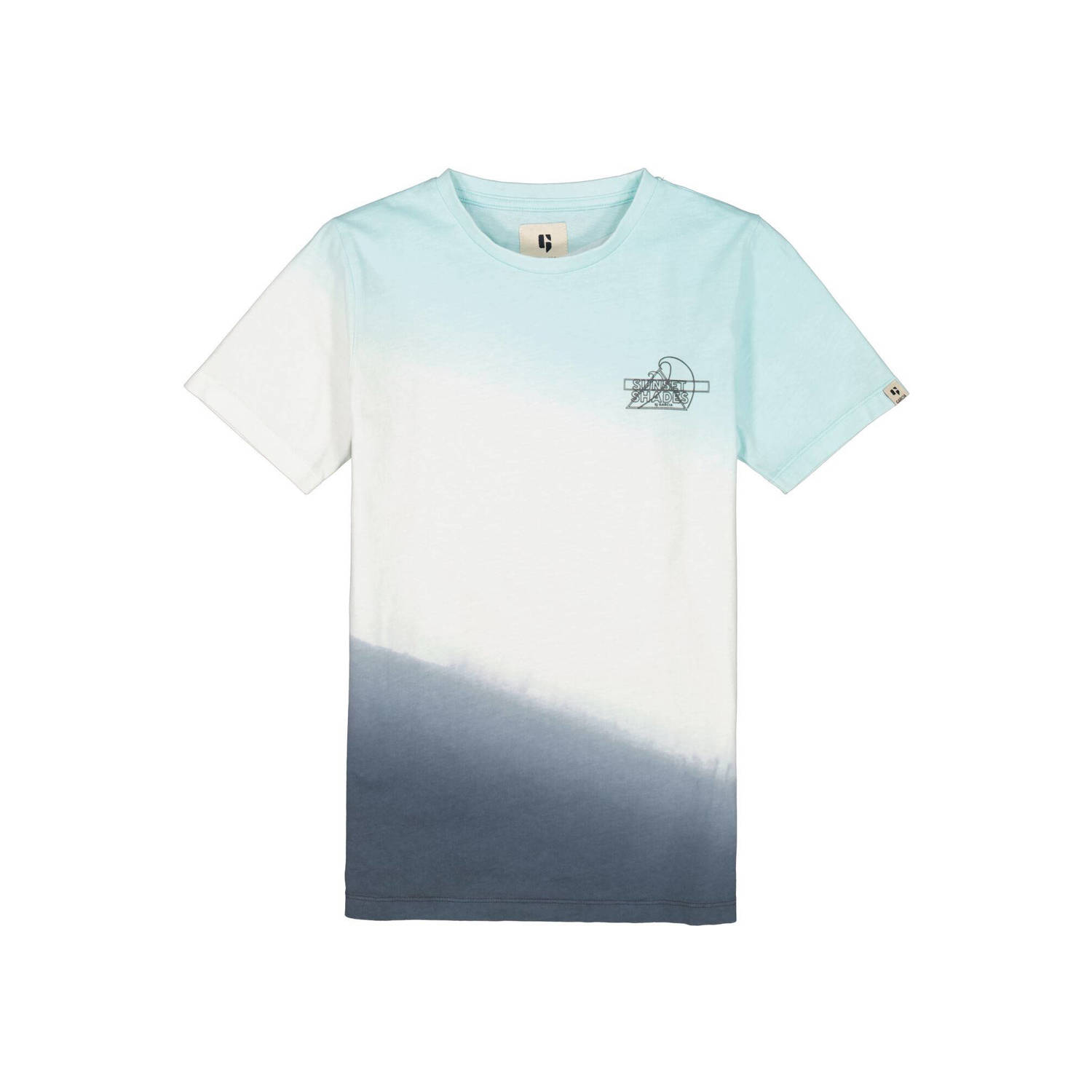Garcia dip-dye T-shirt wit donkerblauw lichtblauw Jongens Katoen Ronde hals 128 134