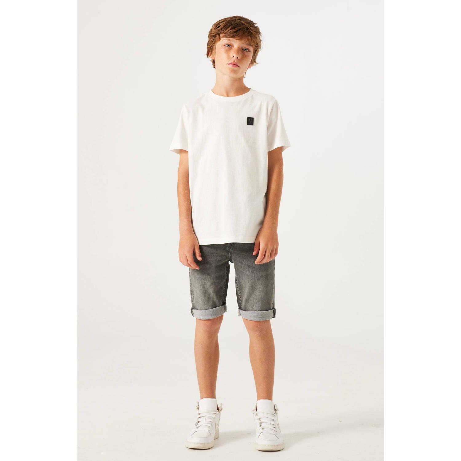 Garcia slim fit denim short Tavio short medium used grey Korte broek Grijs Jongens Stretchdenim 128