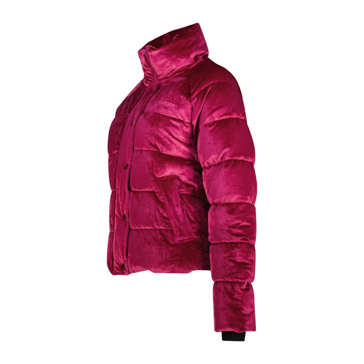 Raizzed velours gewatteerde tussenjas fuchsia