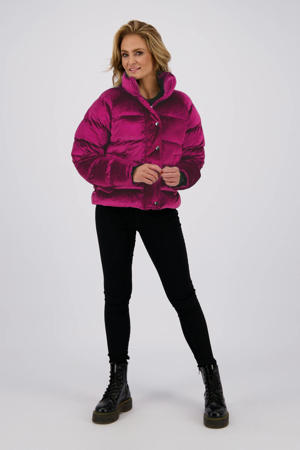 velours gewatteerde tussenjas fuchsia